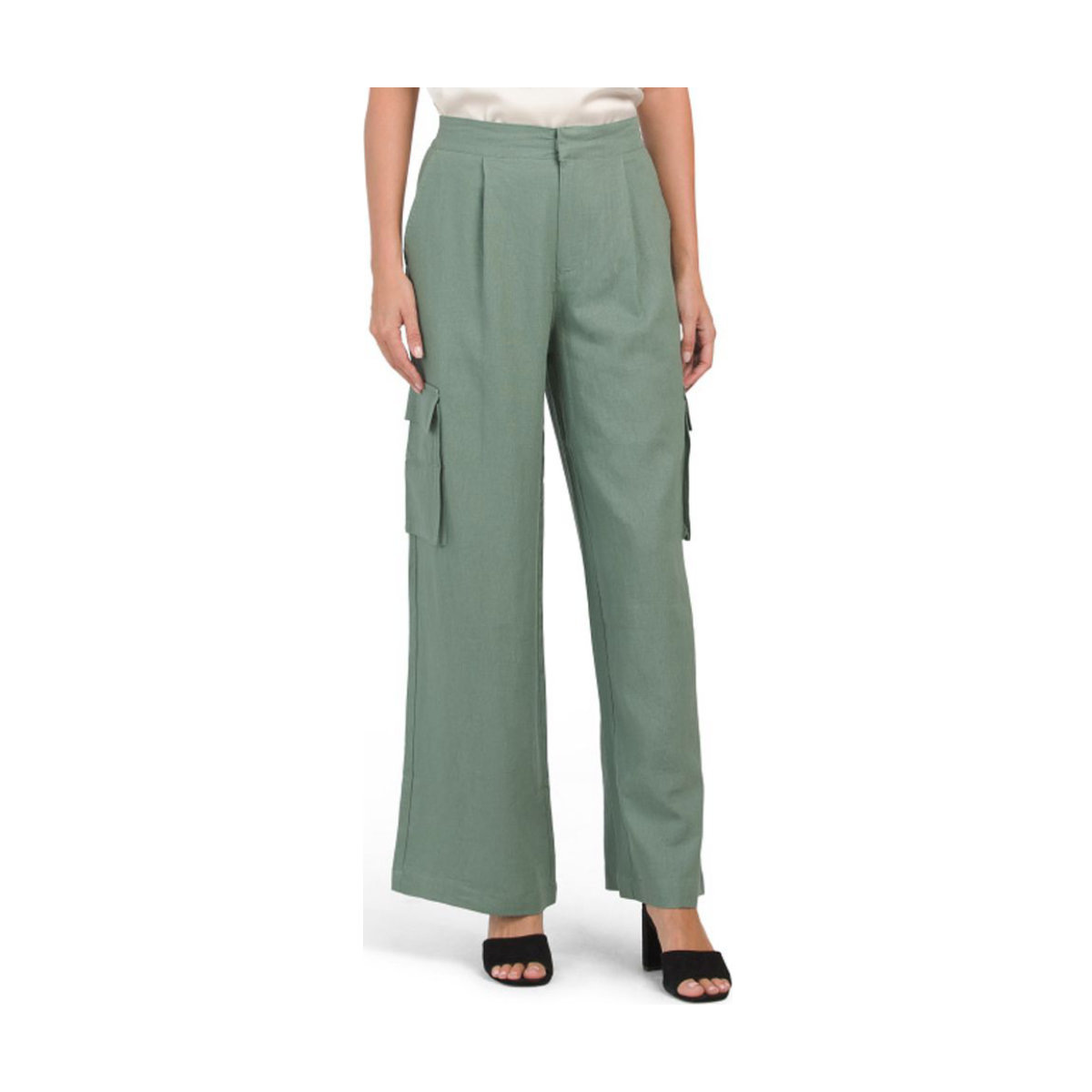7 For All Mankind Linen Blend Wide-Leg Cargo Pants