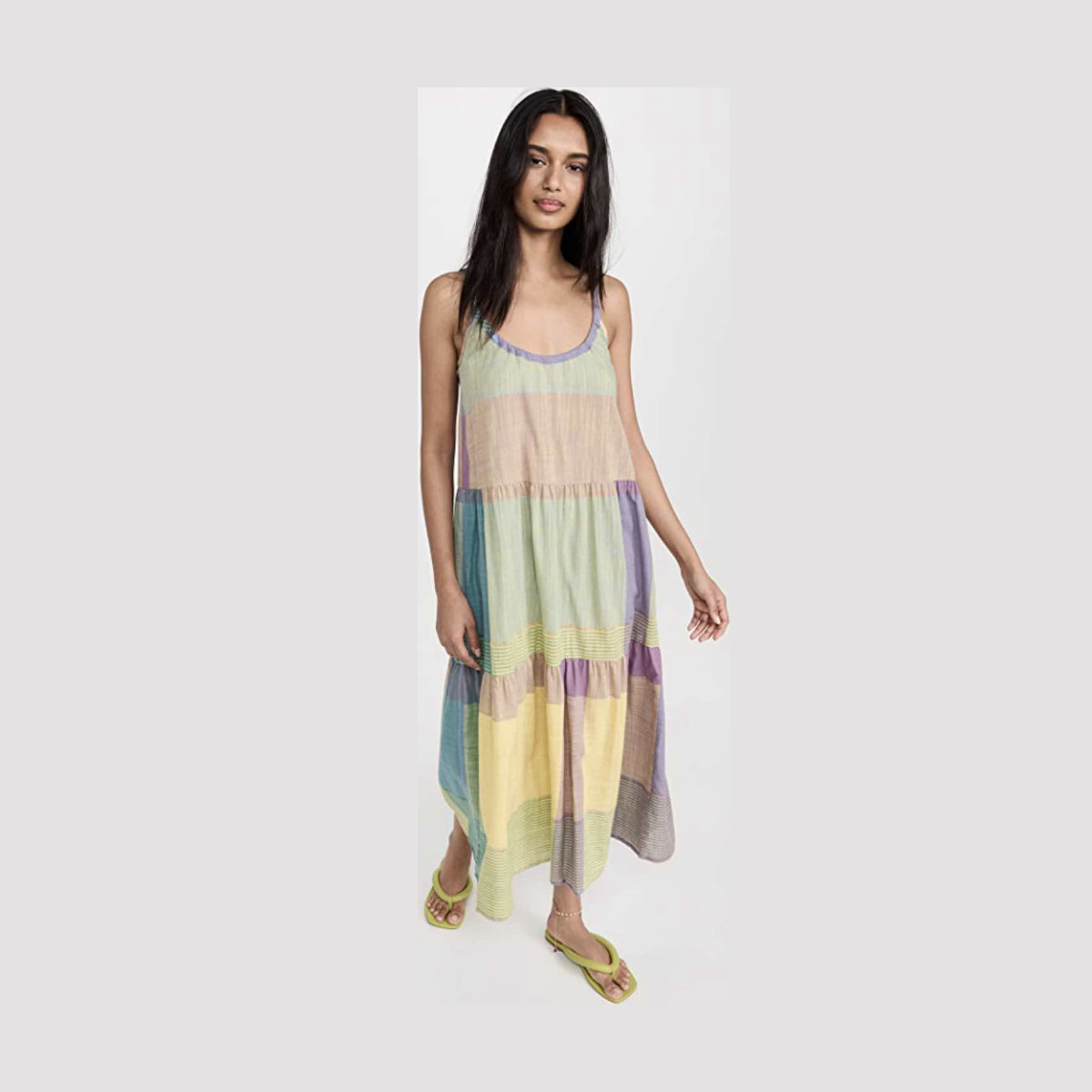 Abacaxi Tiered Tie Strap Maxi Dress