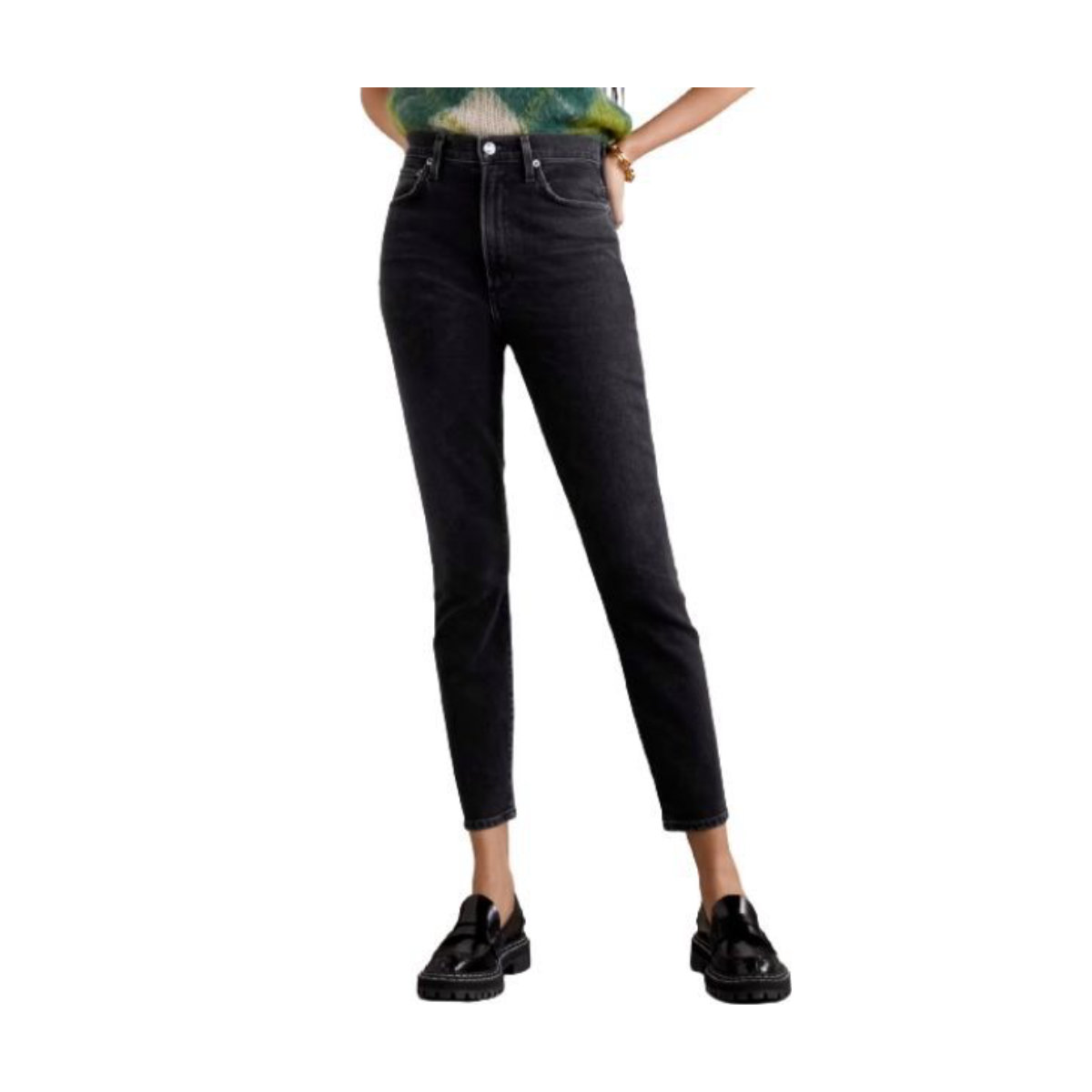 AGOLDE Pinch Waist High-Rise Skinny Jeans in Black