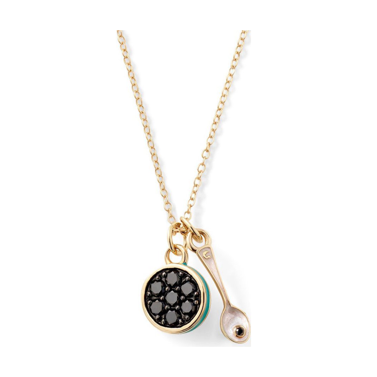 Alison Lou Caviar Kaspia Necklace with Caviar and Spoon Charms