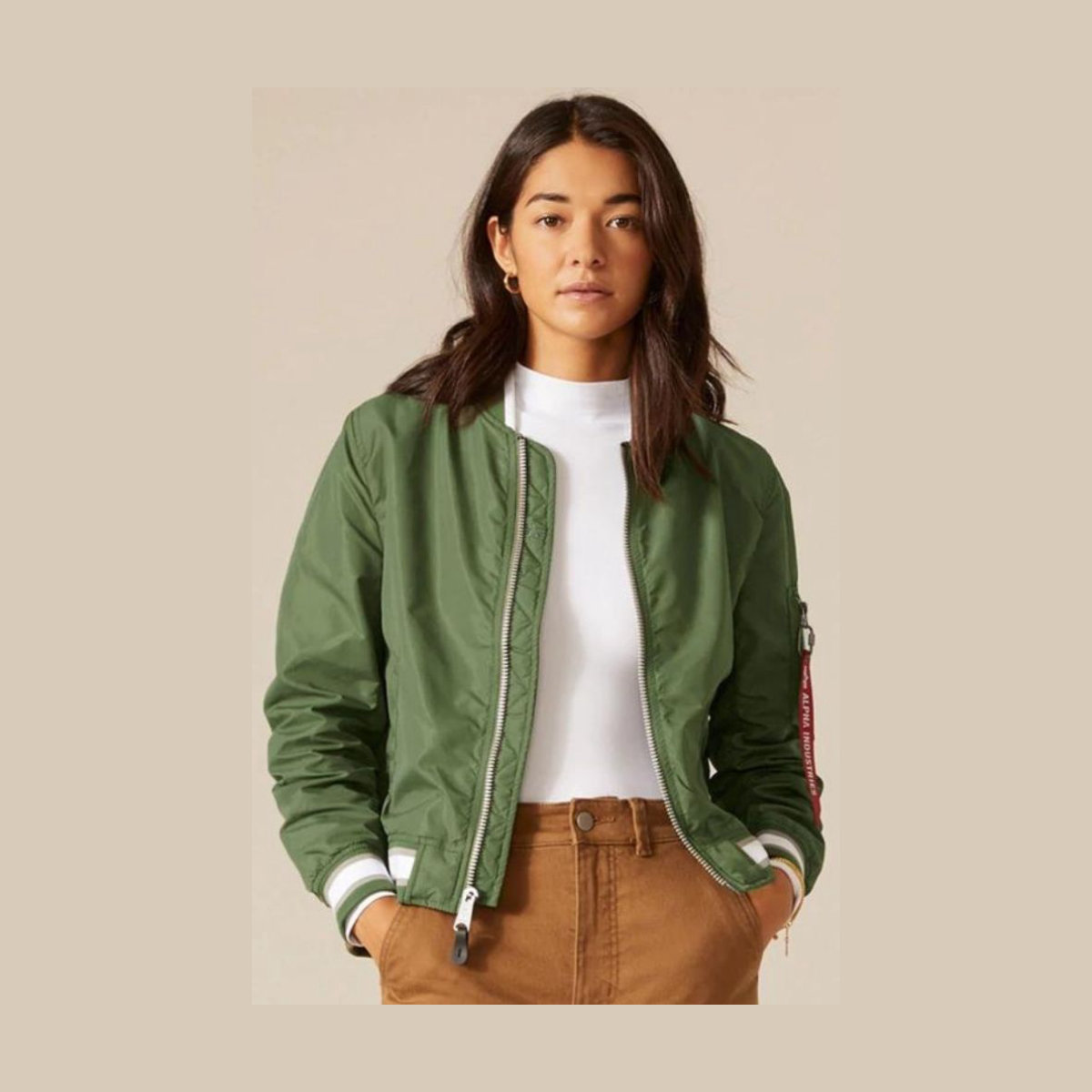 Alpha Industries L-2B Varsity Cropped Bomber Jacket