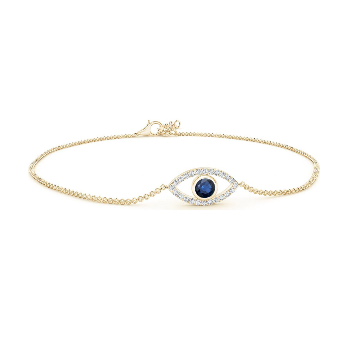Angara Bezel Set Sapphire and Diamond Evil Eye Bracelet