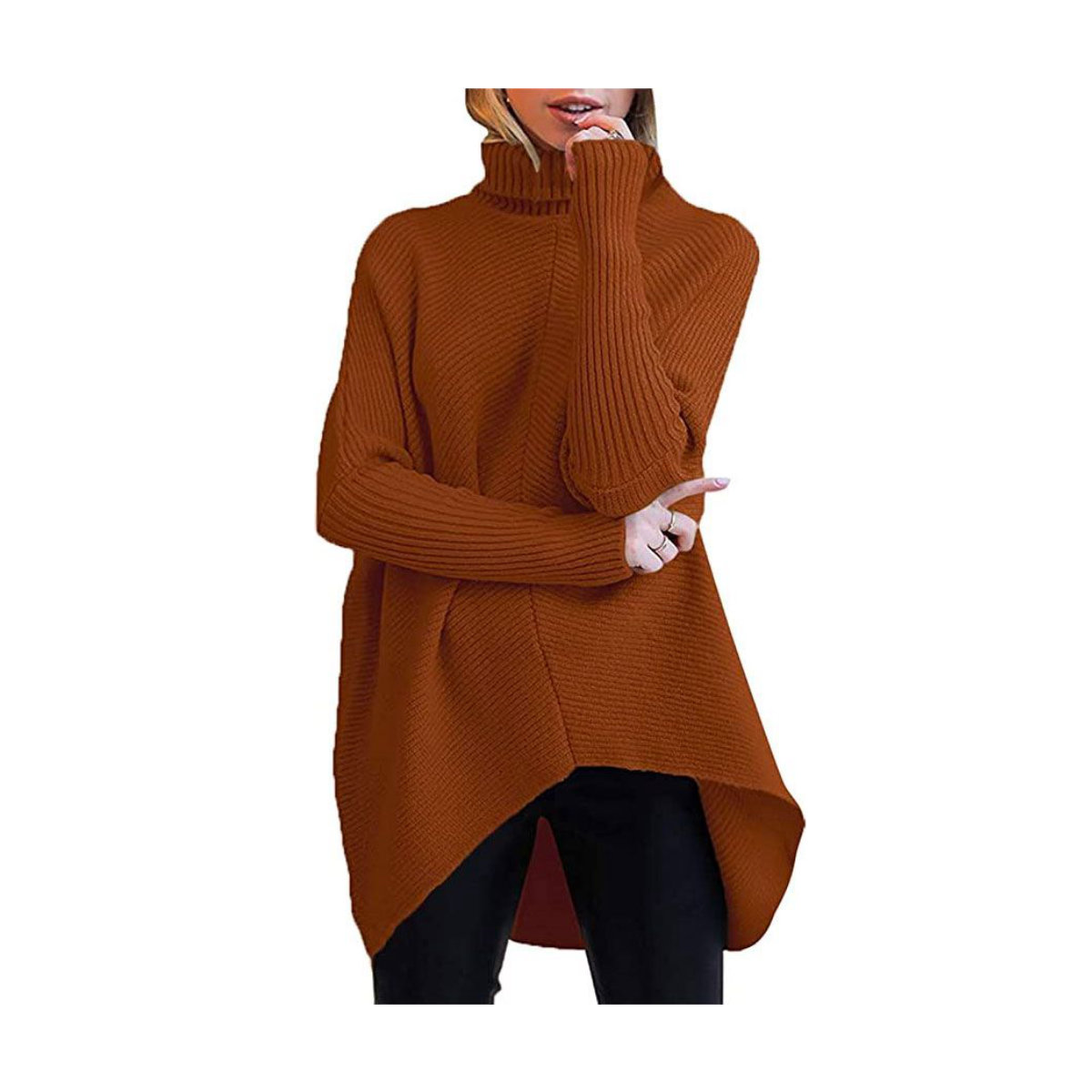 ANRABESS Asymmetrical Pull Over Turtleneck Sweater