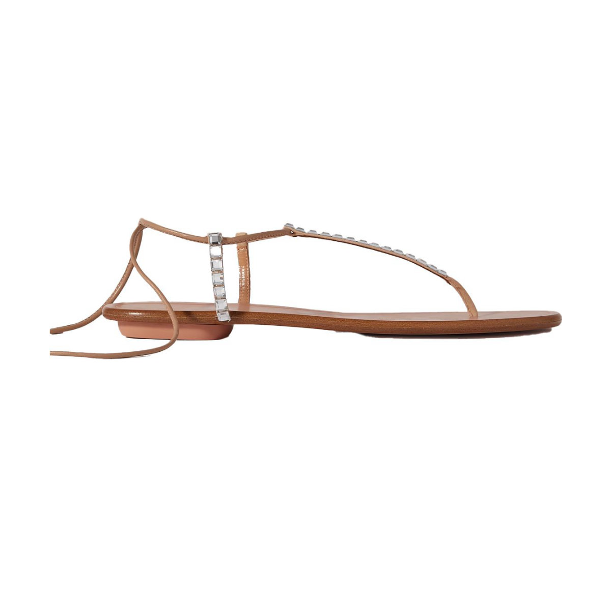 AQUAZZURA Midnight Embellished Glossed-Leather Sandals