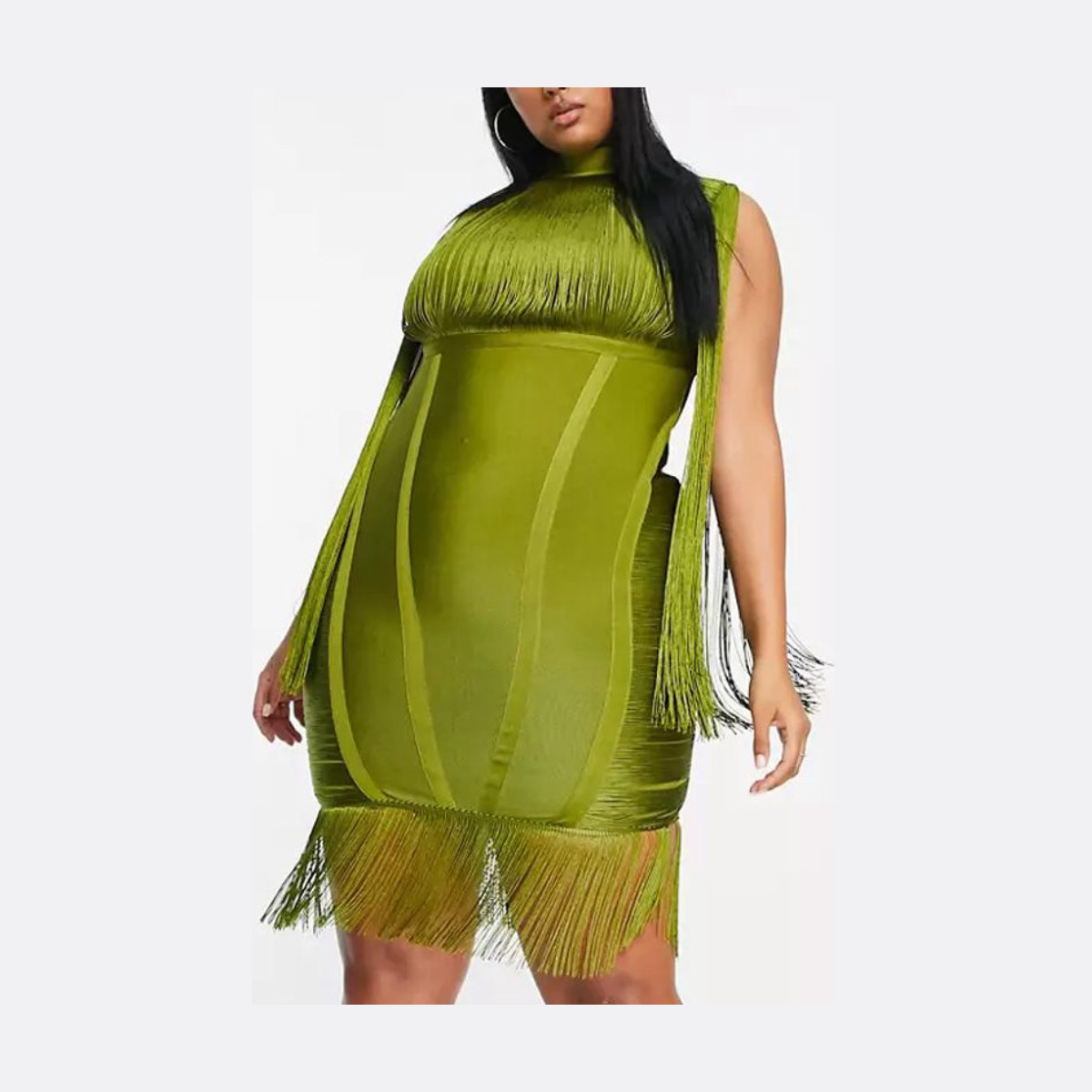 ASOS Design Curve Bandage Fringe Mini Dress