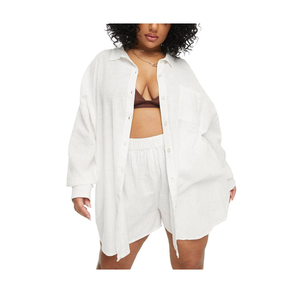 Asos Design Curve oversized natural beach in white set