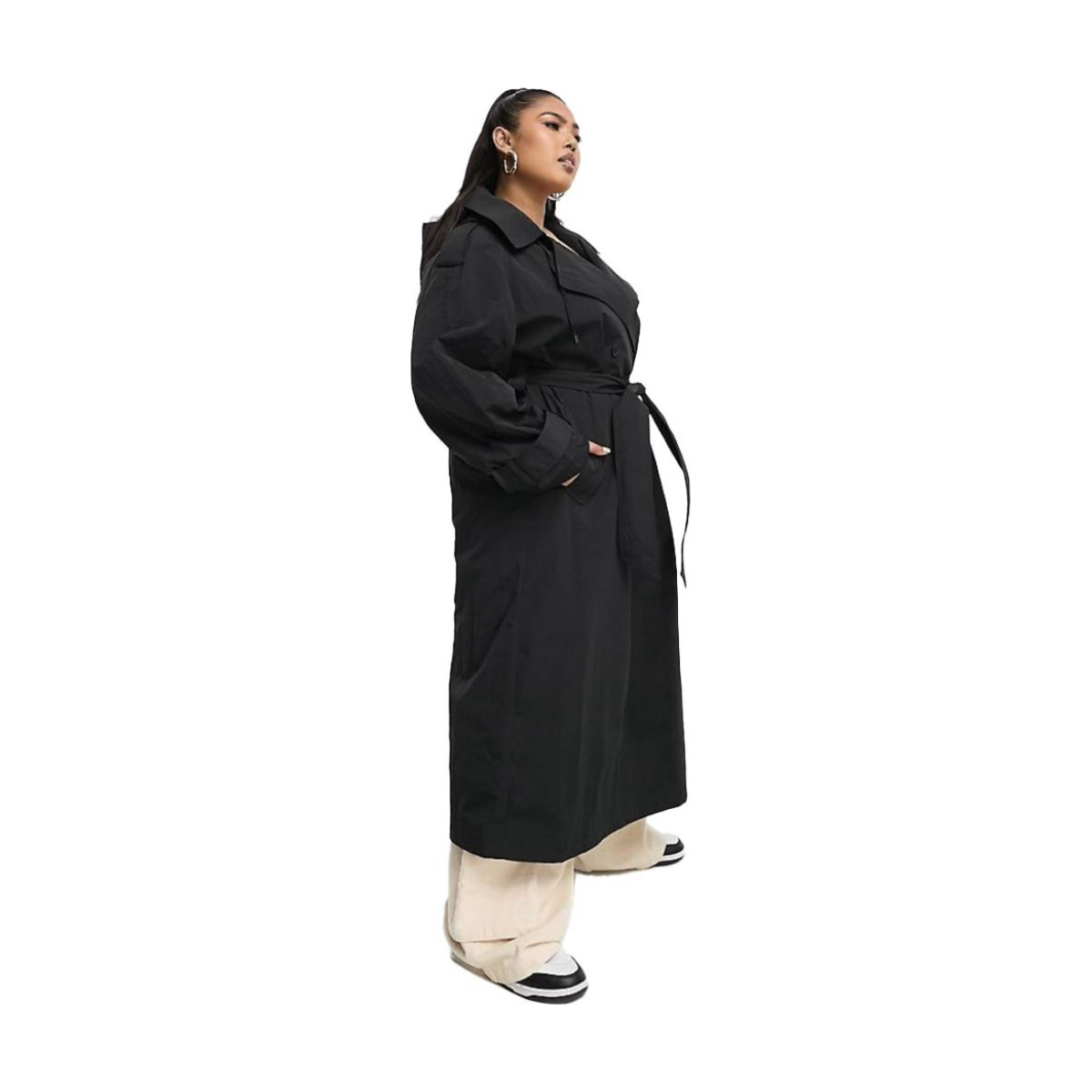 ASOS Design Curve Sporty Trench Coat with Detachable Hood