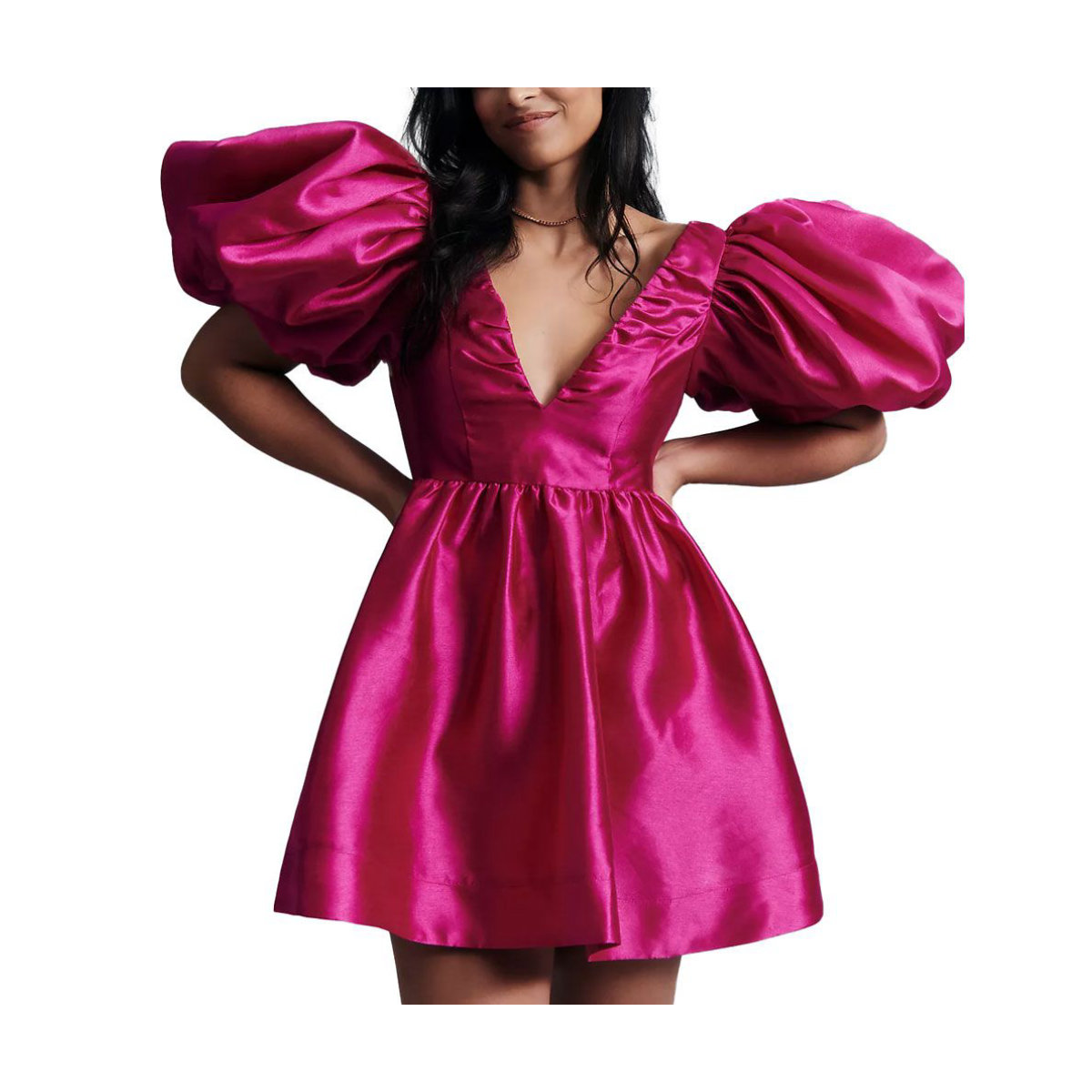 Aureta Studio Puff-Sleeve Mini Dress