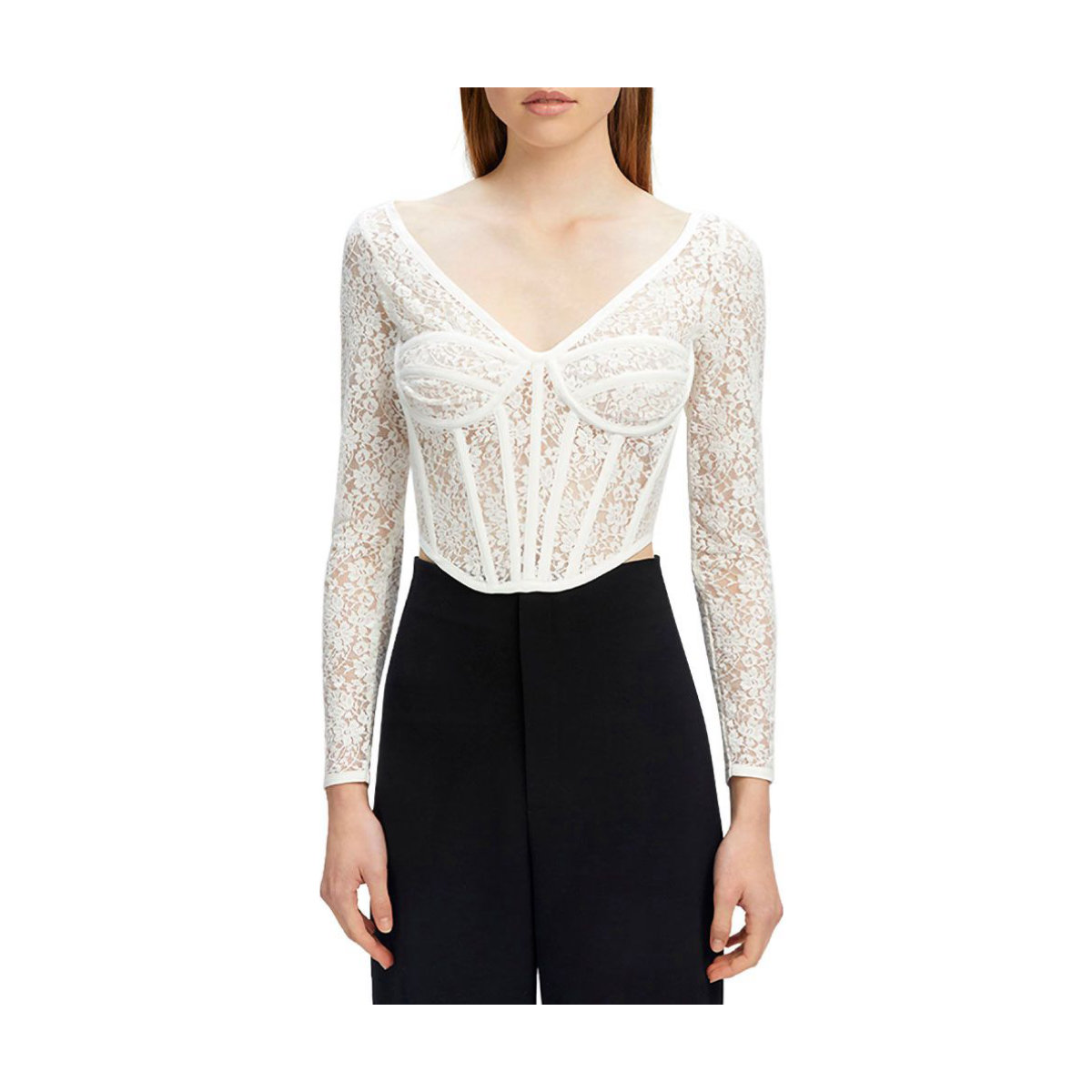 Bardot Long Sleeve Corset Top