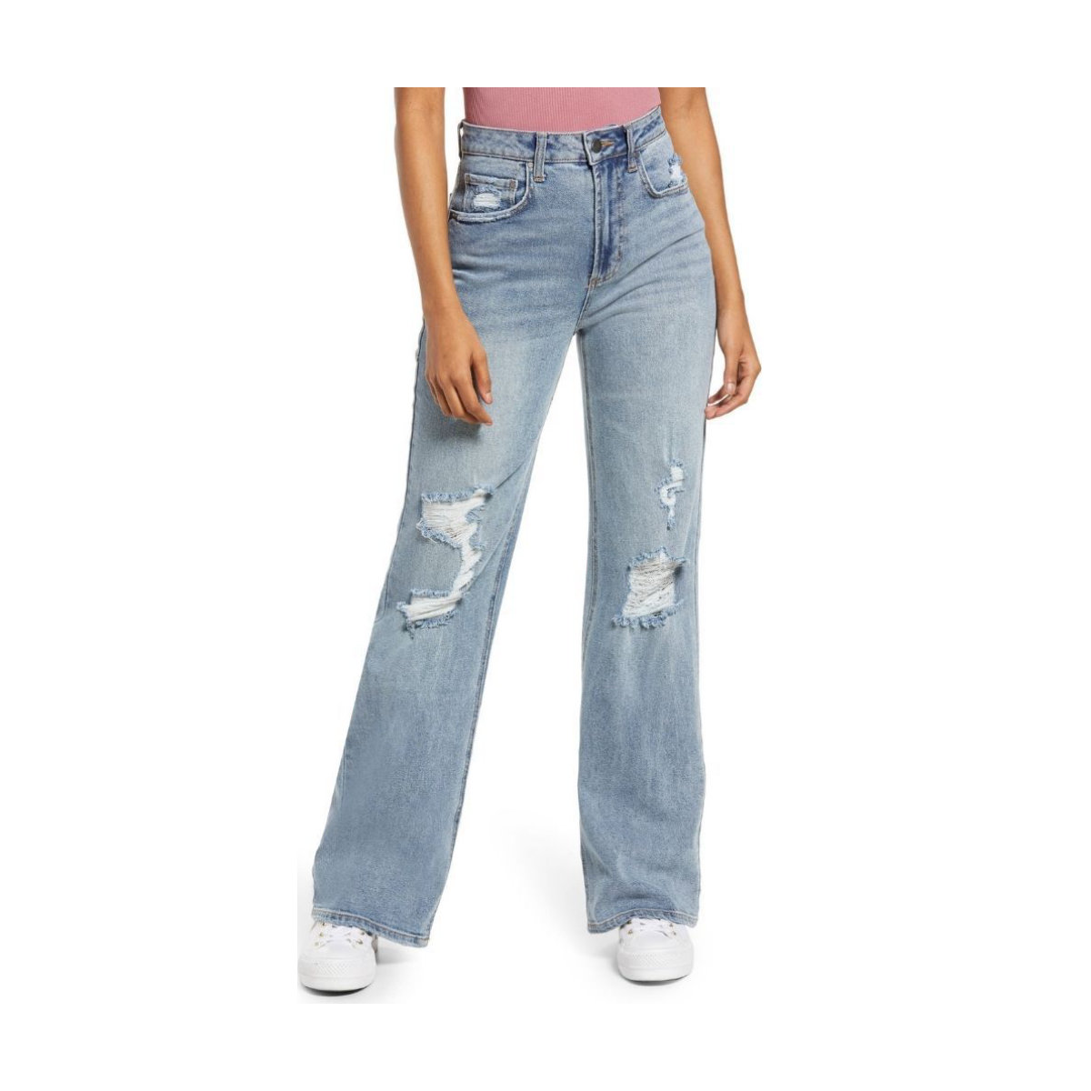 BP. High Waist Distressed Wide Leg Jeans