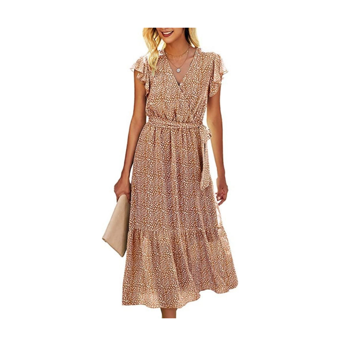 BTFBM Bohemian Floral Casual Wrap Dress