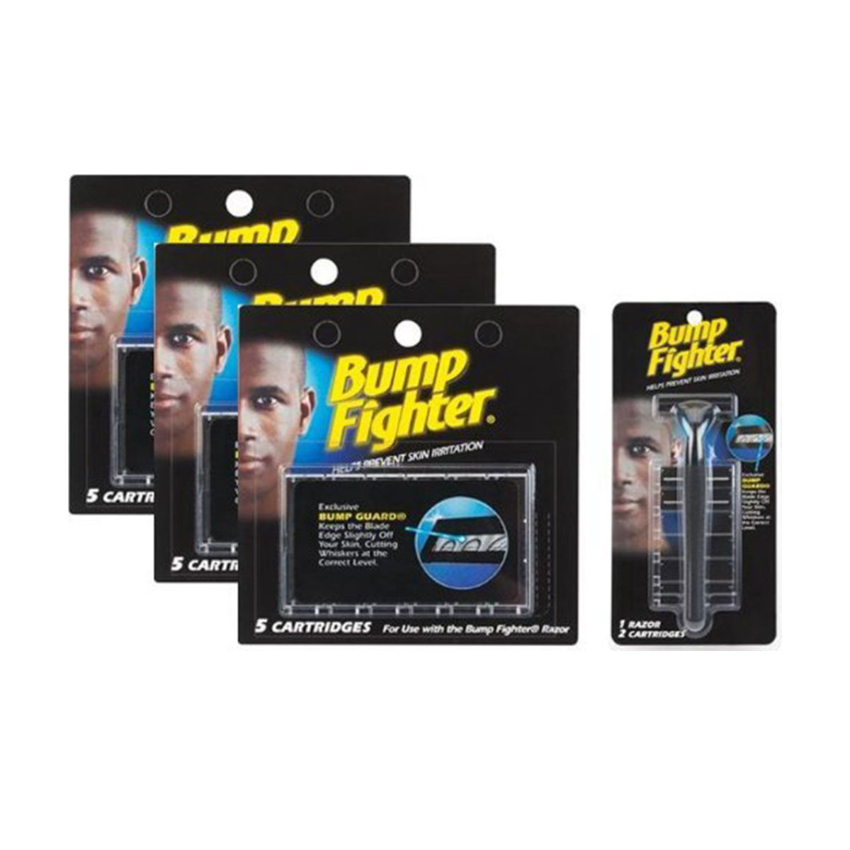 Bump Fighter Set: 1 Razor Handle with 17 Refill Blades