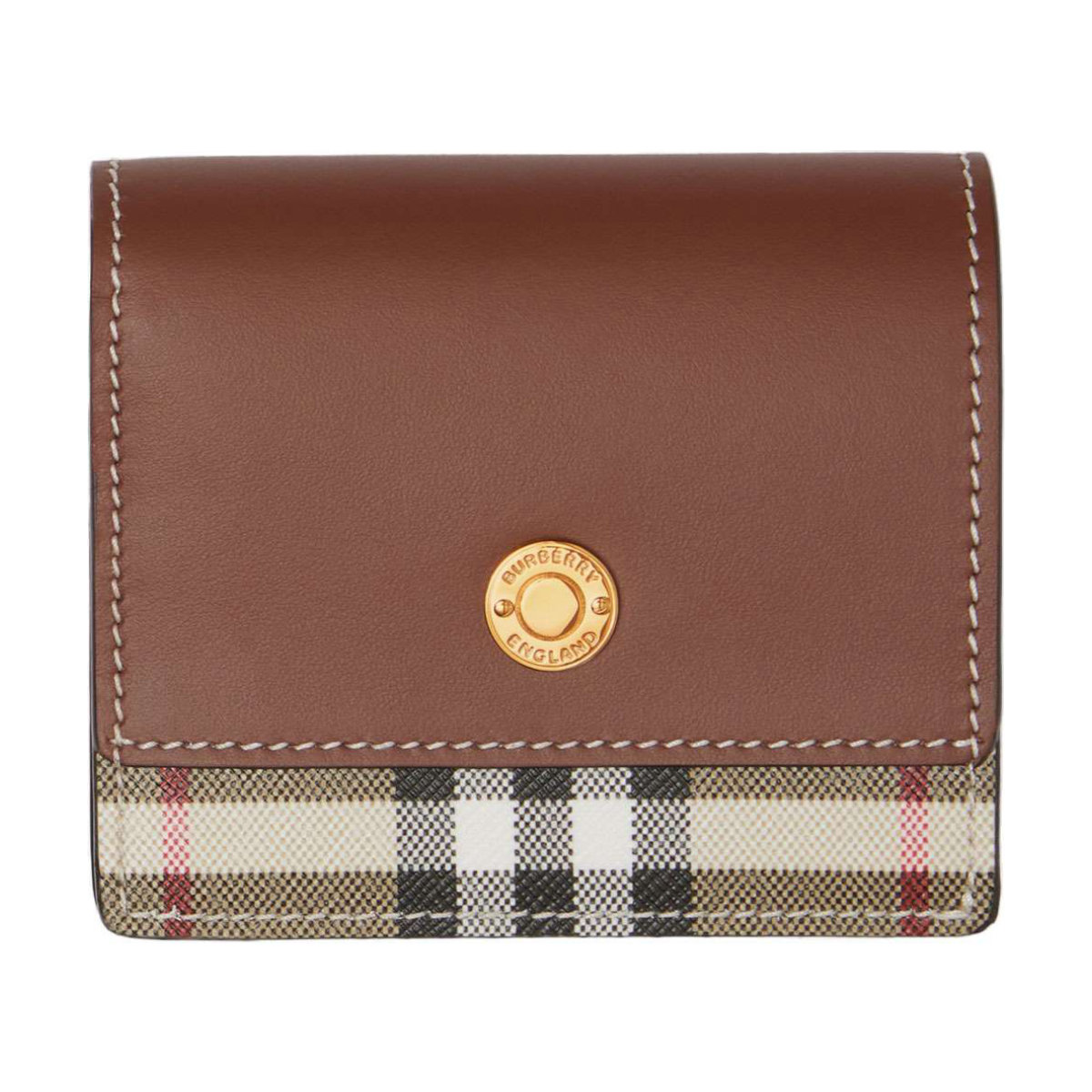 Burberry Vintage Check and Leather Small Folding Wallet