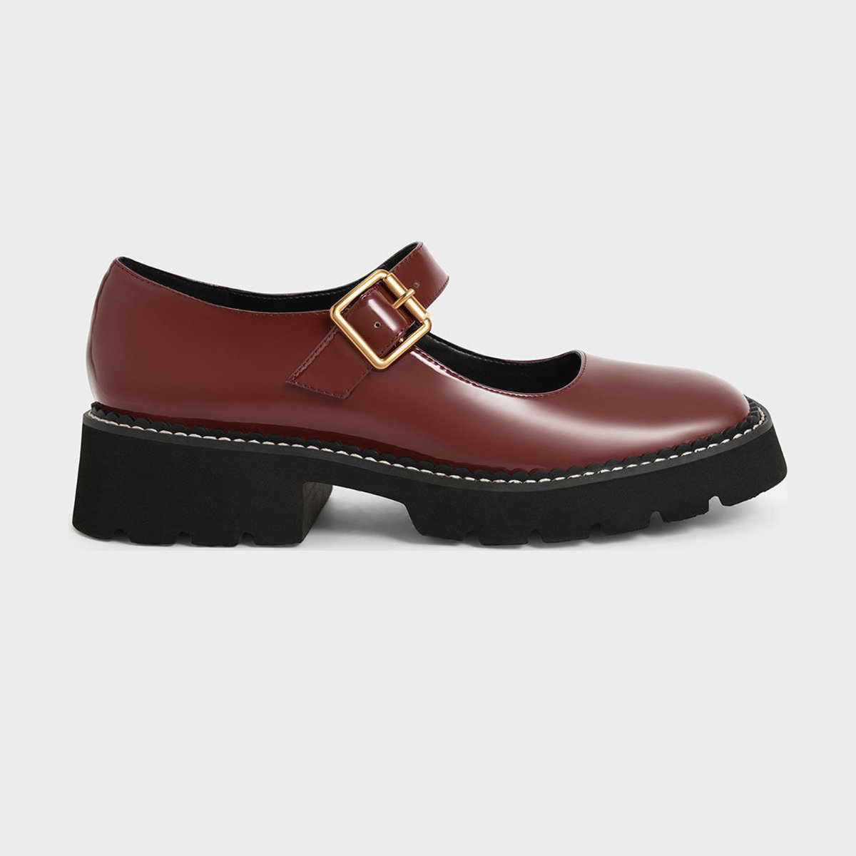 Charles & Keith Metallic Buckle Patent Mary Janes