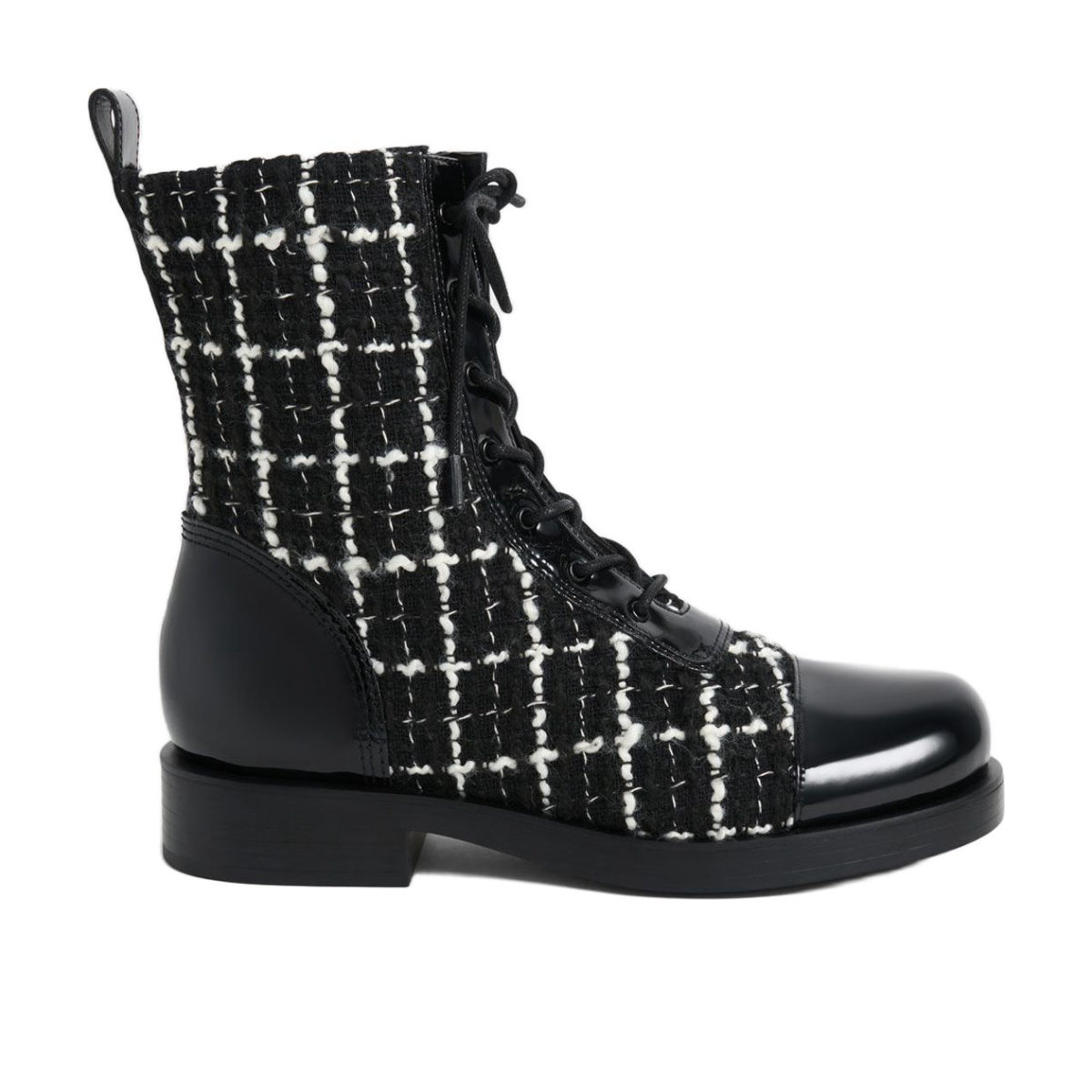 Charles & Keith Tweed & Patent Combat Boots