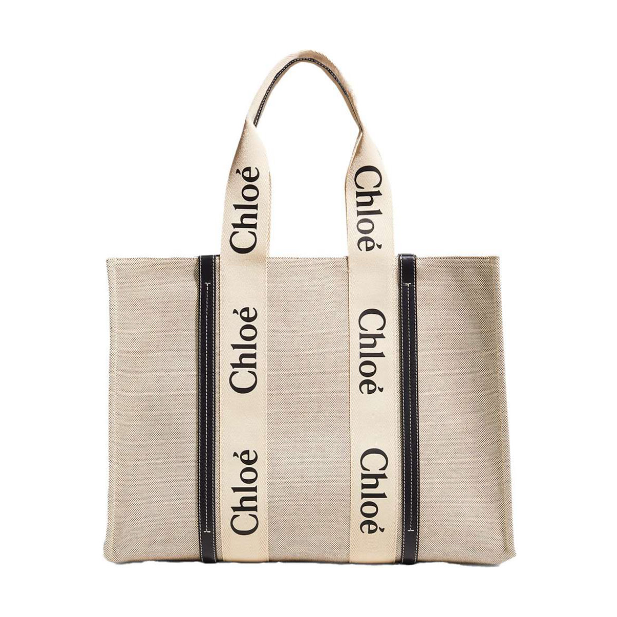 Chloe Woody Large Logo Canvas Tote Bag
