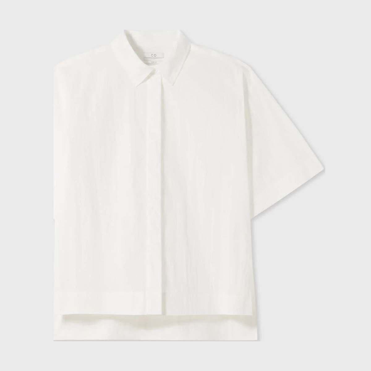 Co Short Sleeve Covered Placket Shirt in Cotton