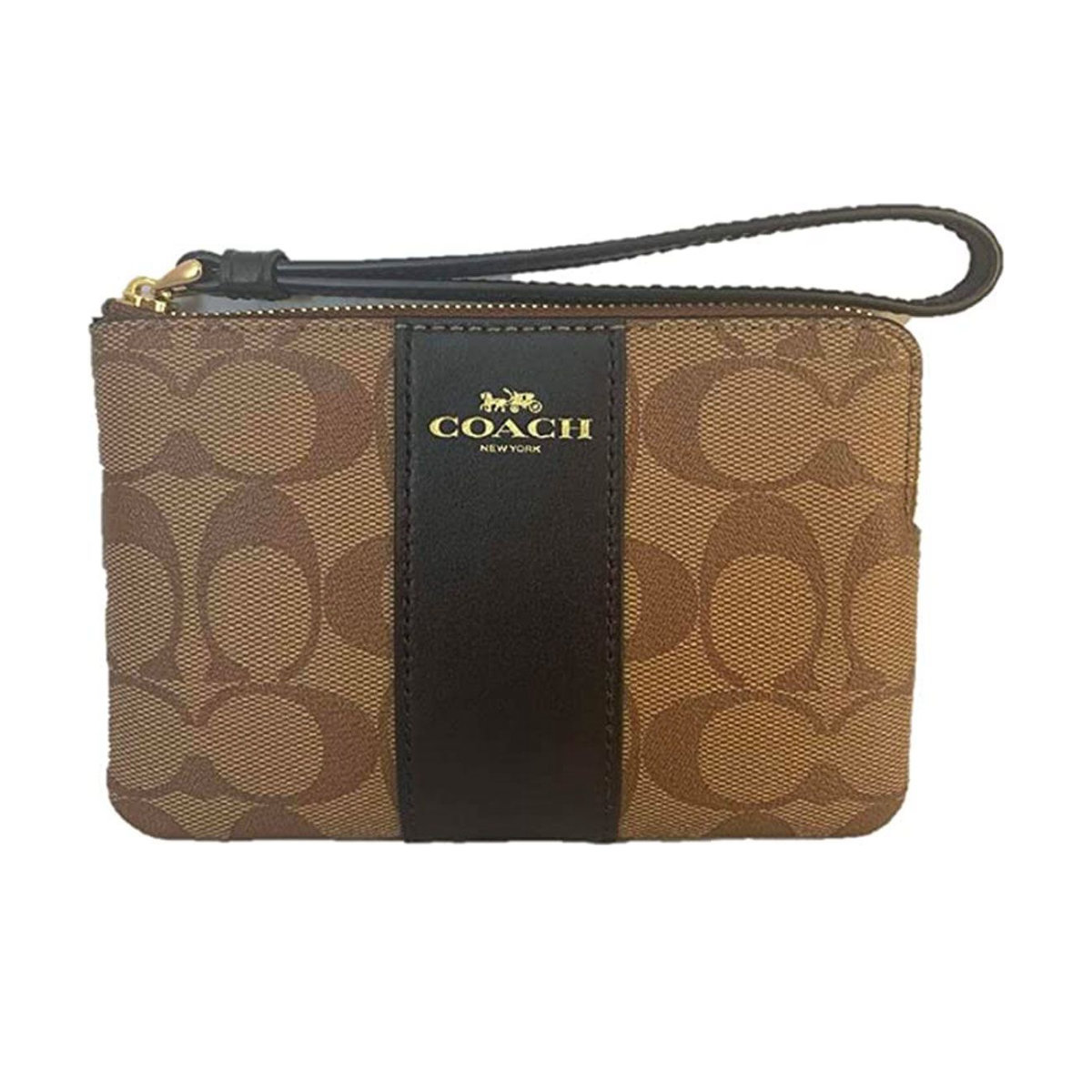 Coach Signature Leather Corner Wristlet