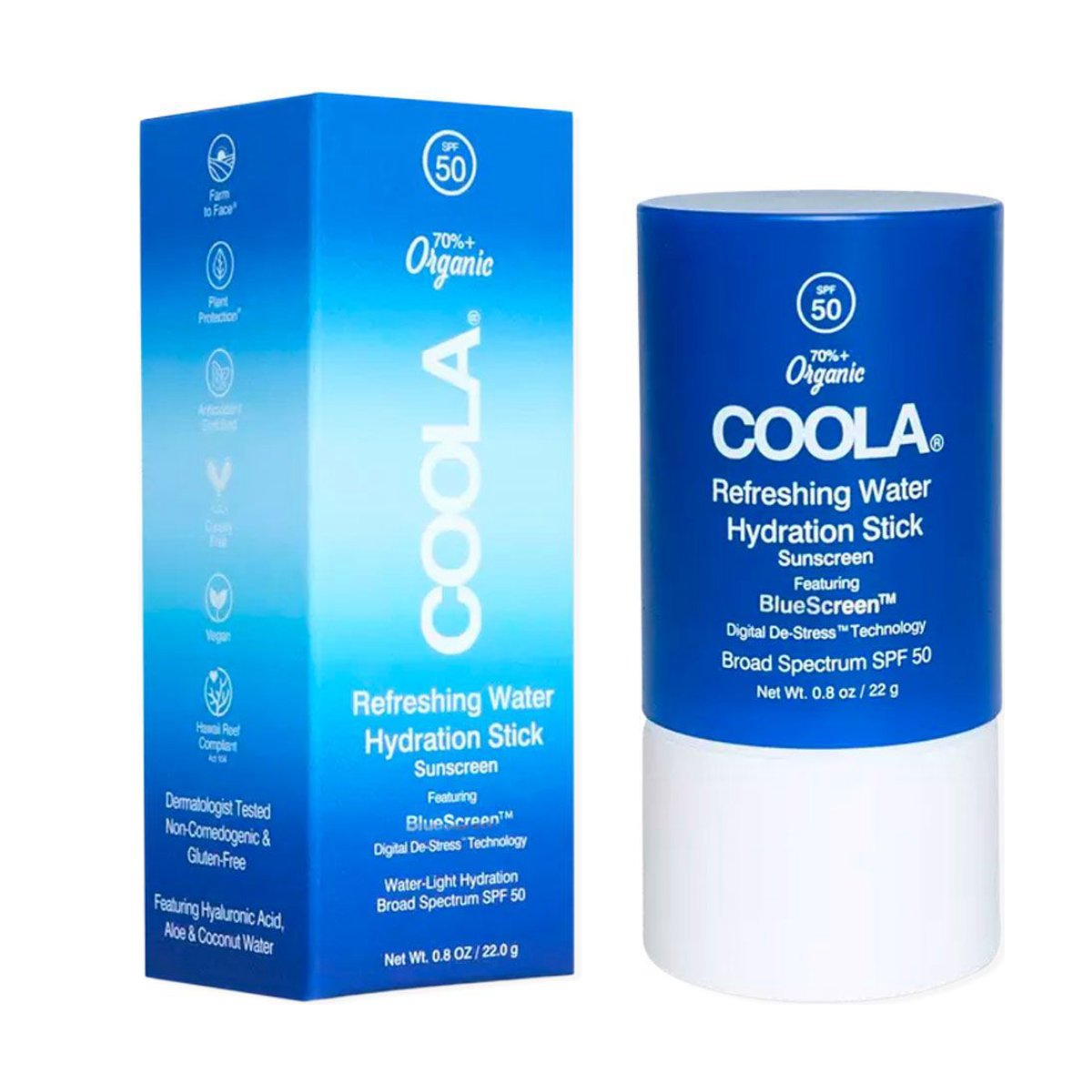 Coola Refreshing Water Hydration Stick Organic Face Sunscreen SPF 50