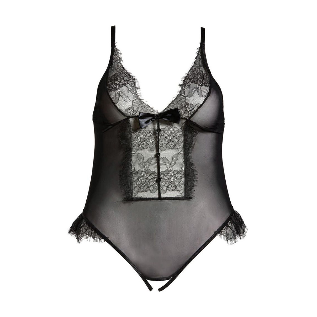 Coquette Lace & Mesh Open Gusset Teddy