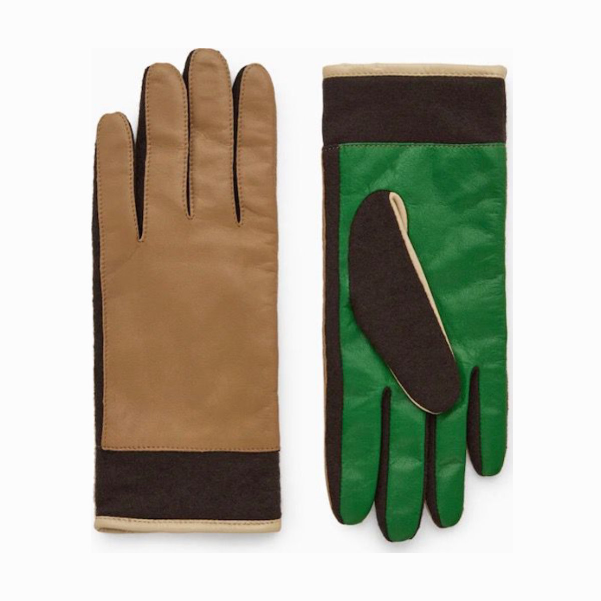 COS Color Block Leather Gloves