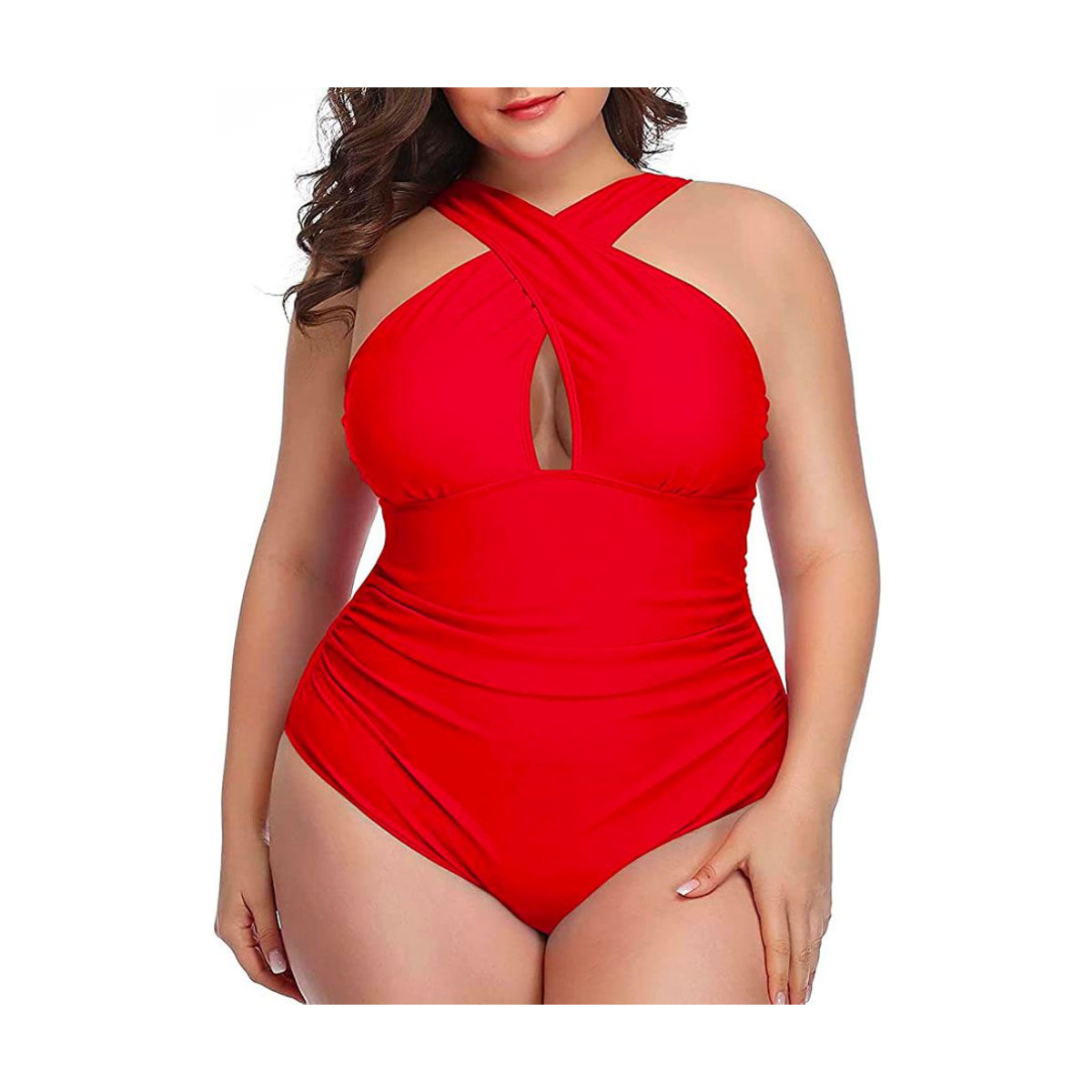 Daci Front Cross Plus Size Keyhole One Piece Swimsuit