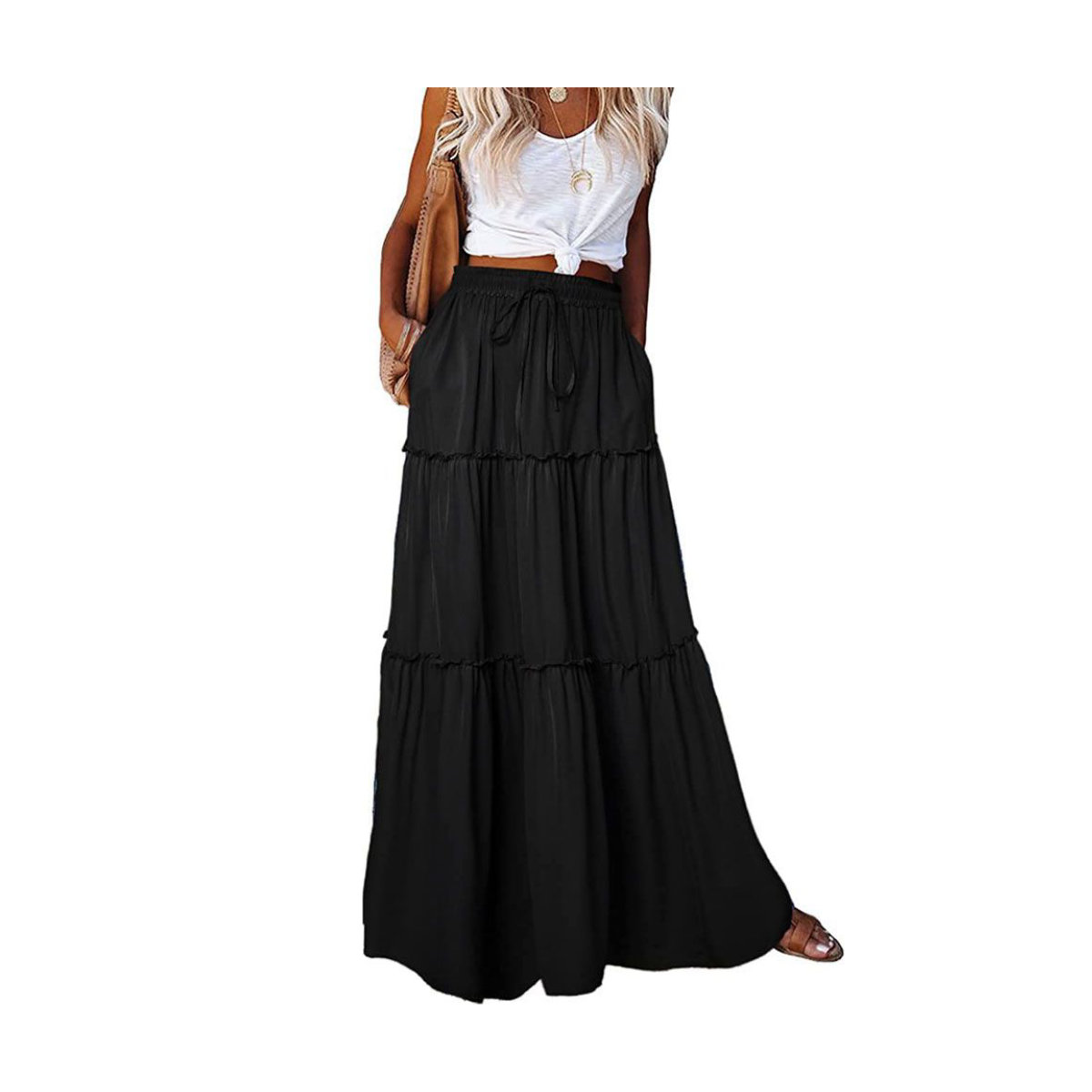 Earkoha Womens Casual High Waist Skirt