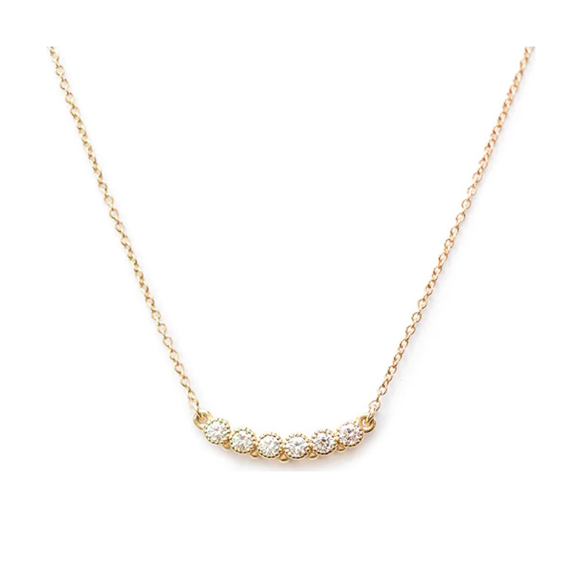 Easter Ahn 6 Stone Diamond Bezel Beaded Necklace
