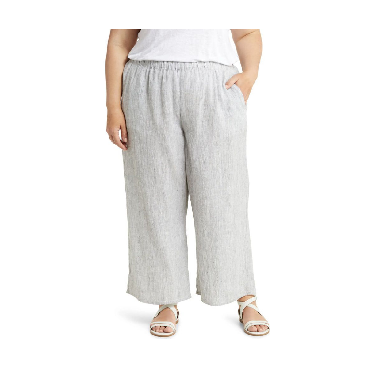 Eileen Fisher Organic Linen Crop Wide Leg Pants