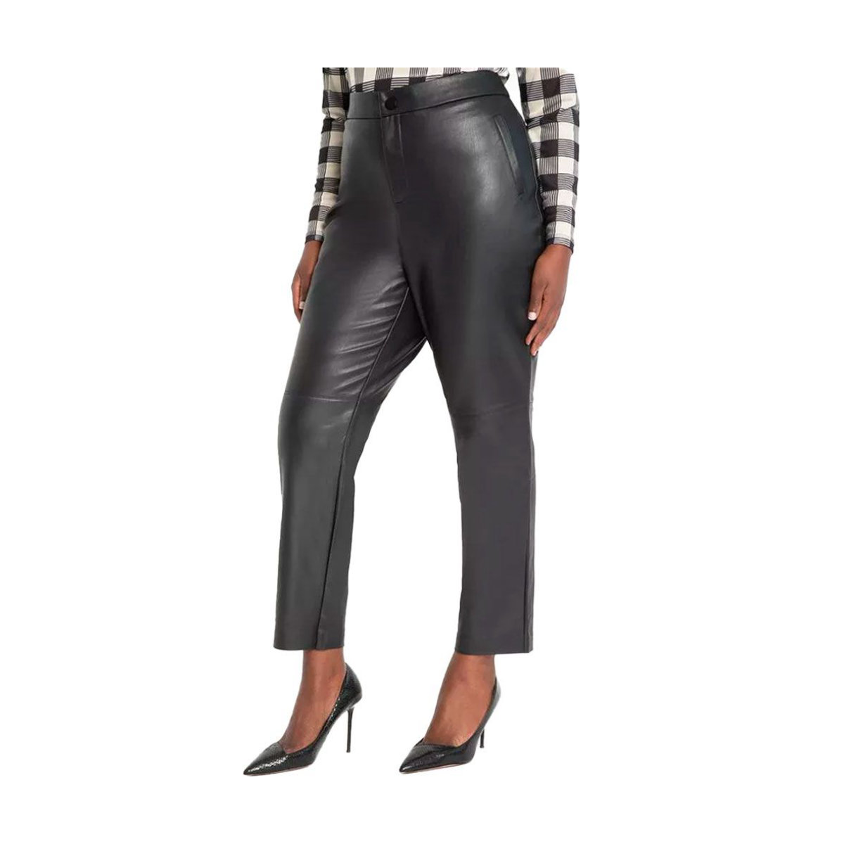 Eloquii Classic Fit Slim Faux Leather Pant