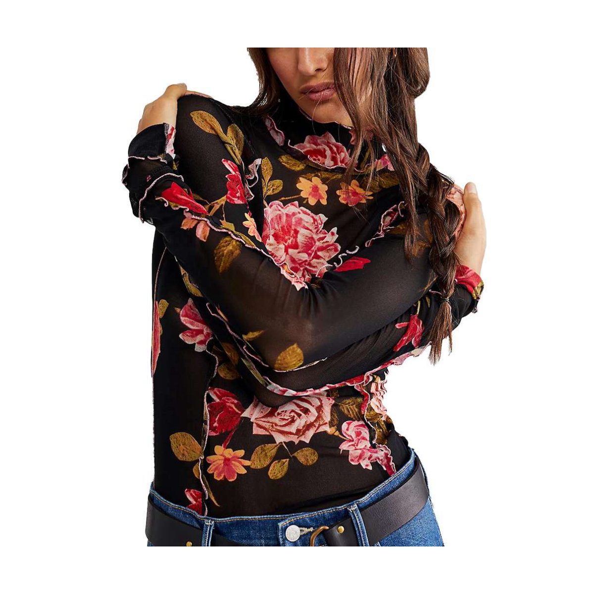 Free People Charlie Printed Mesh Top