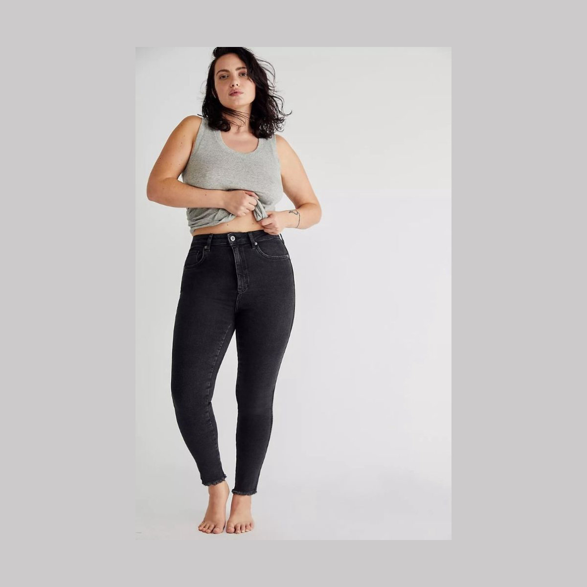 Free People Raw Hem Ankle Skinny Jeans