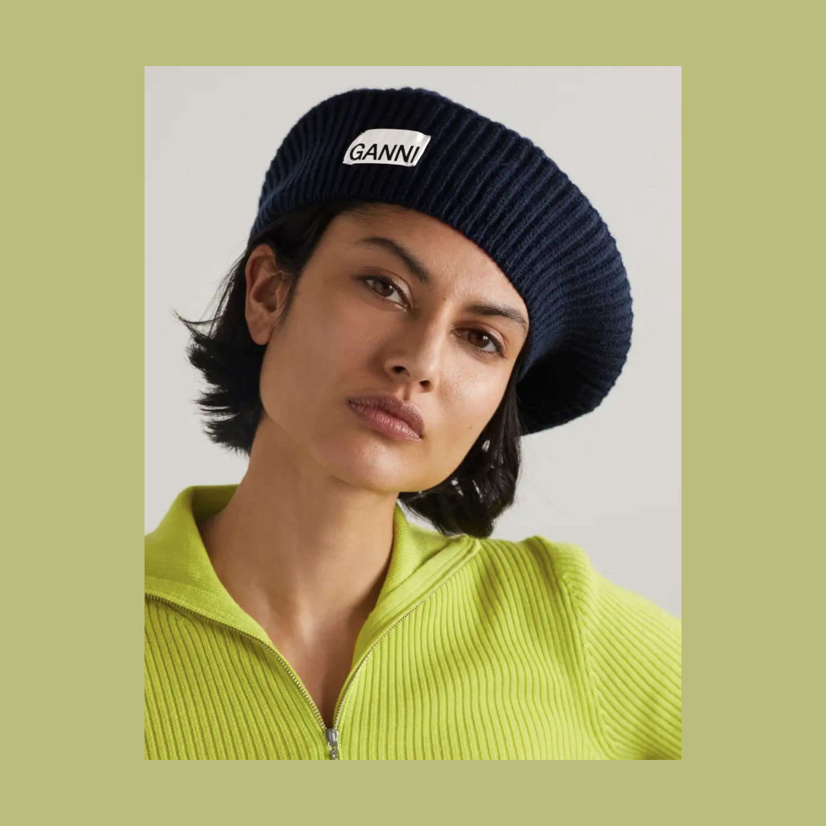 Ganni Recycled Wool Blend Beret