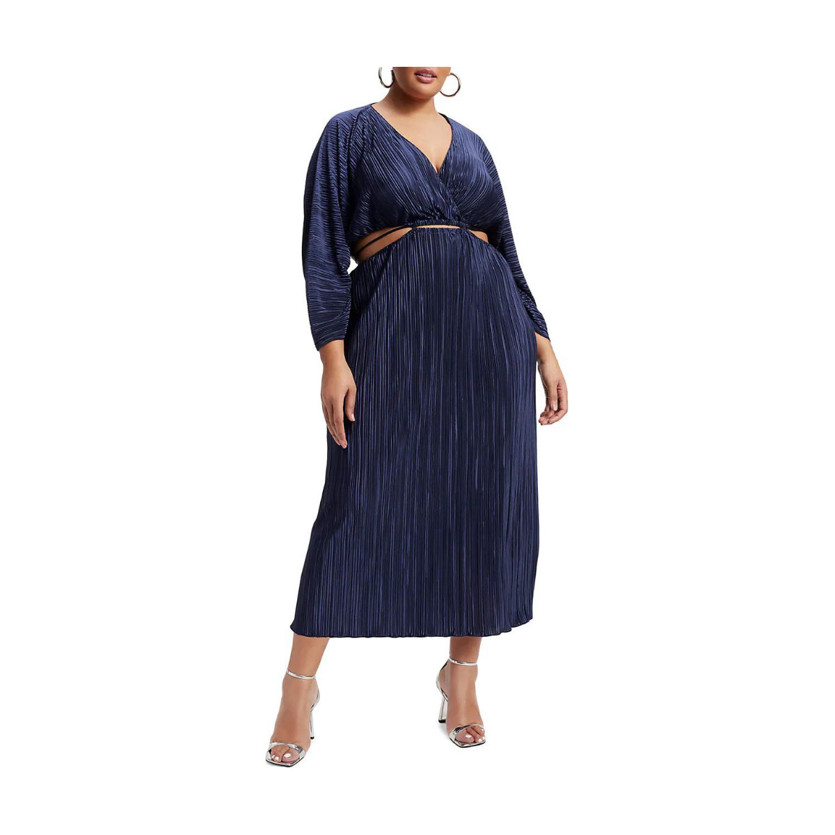 Good American Always Fits Plisse Midi Dress