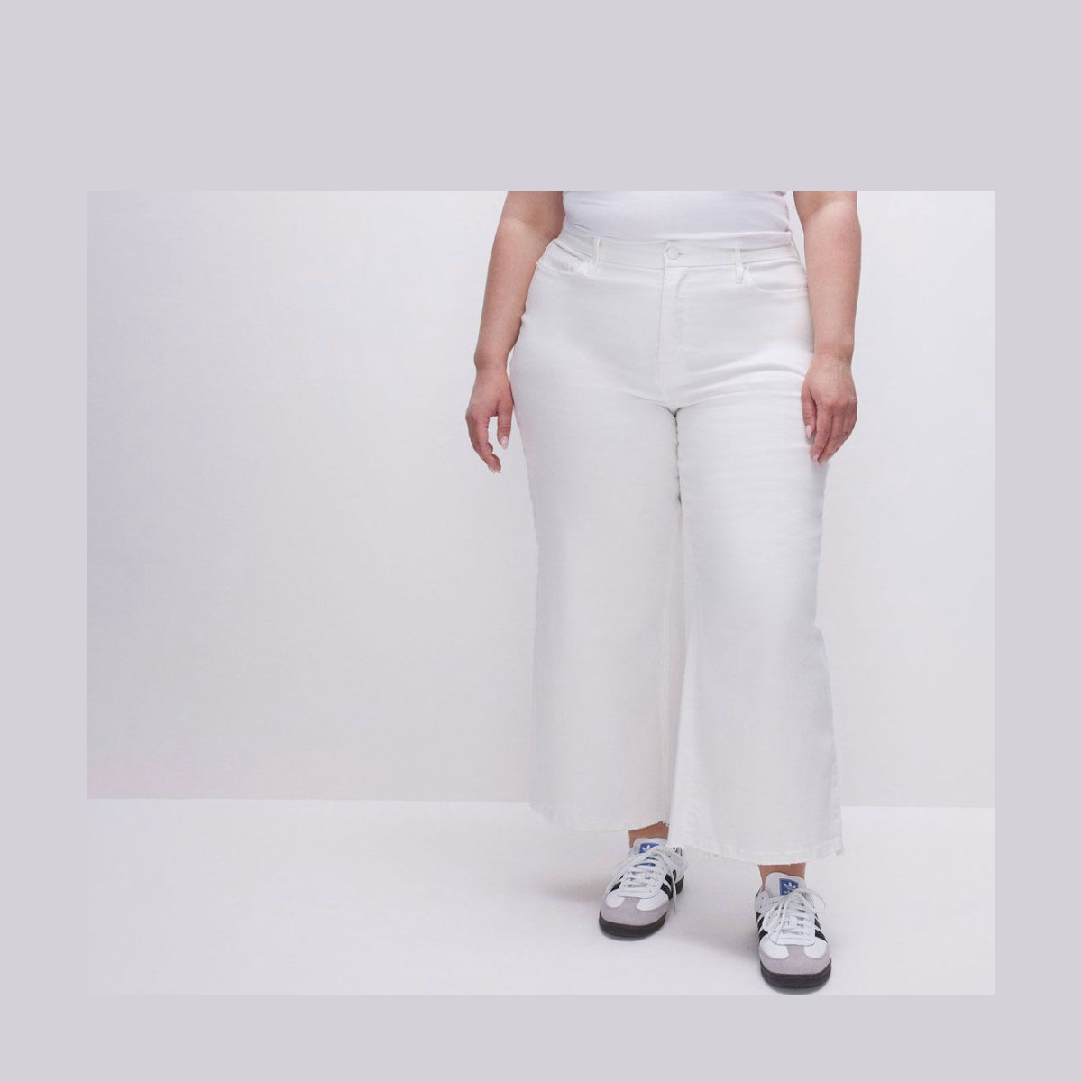 Good American Good Waist Palazzo Cropped Jeans
