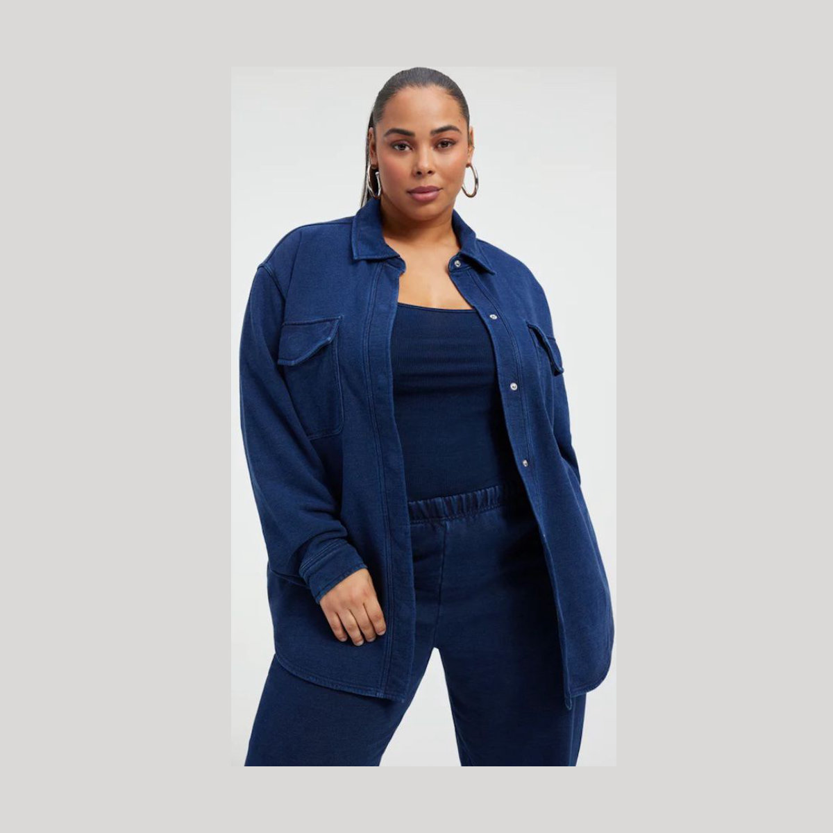 Good American Jeanius Terry Shacket