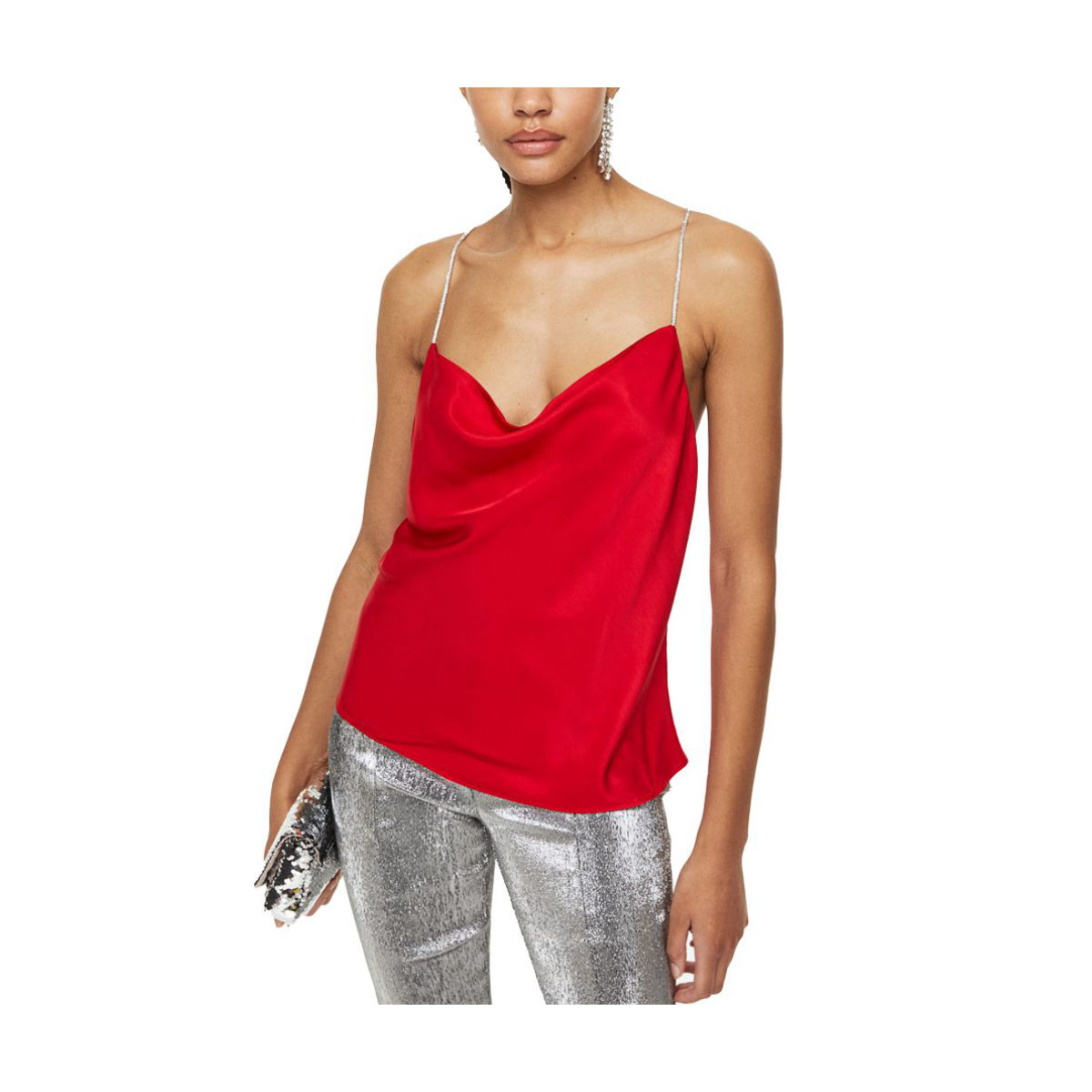 H&M Rhinestone-strap Satin Camisole Top