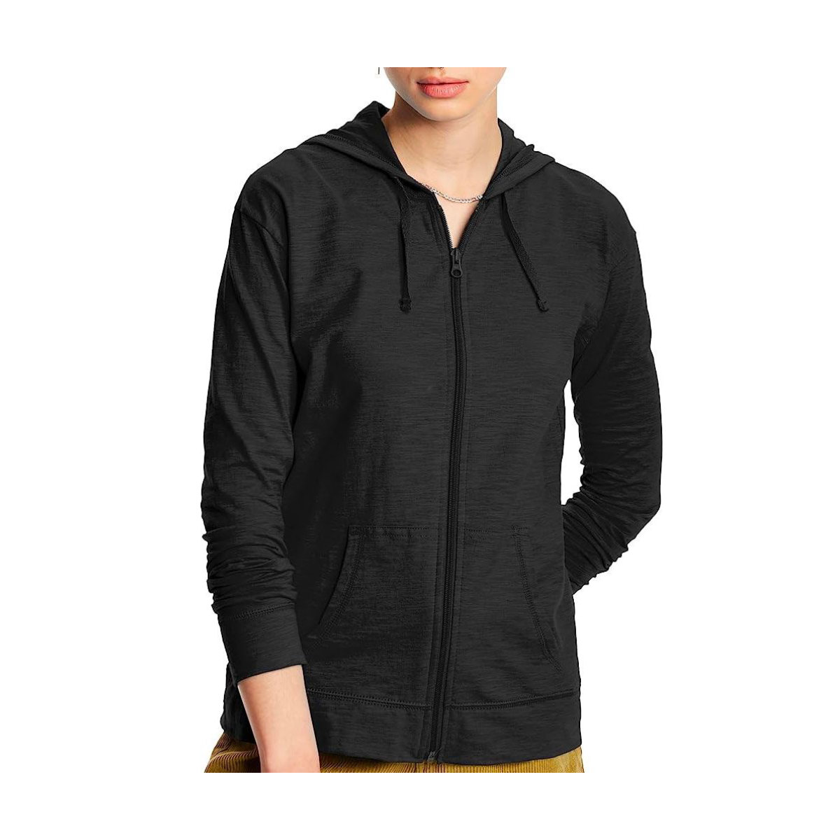 Hanes Full Zip Slub Cotton Jersey Hoodie