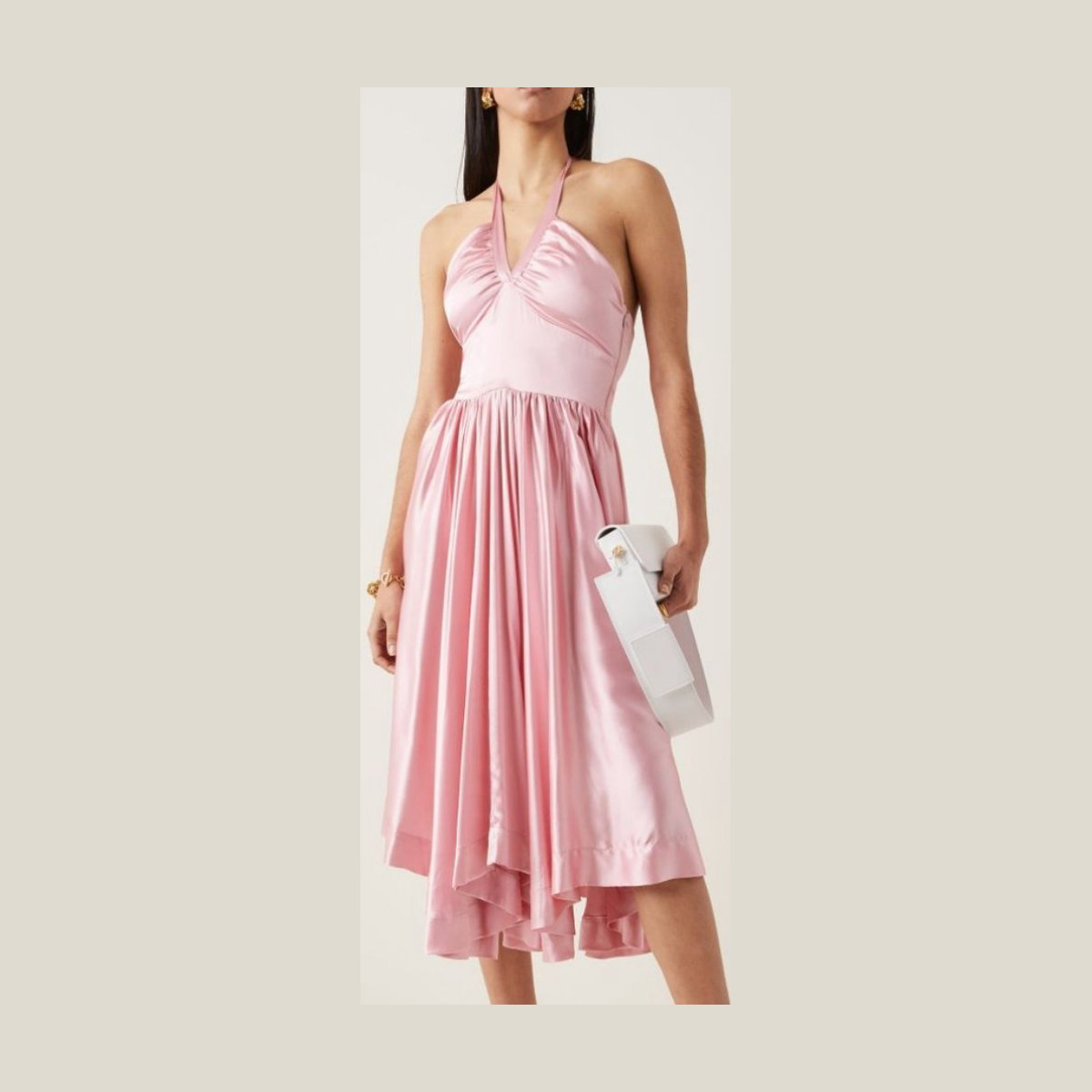 House of Aama Debutante Silk Charmeuse Midi Dress