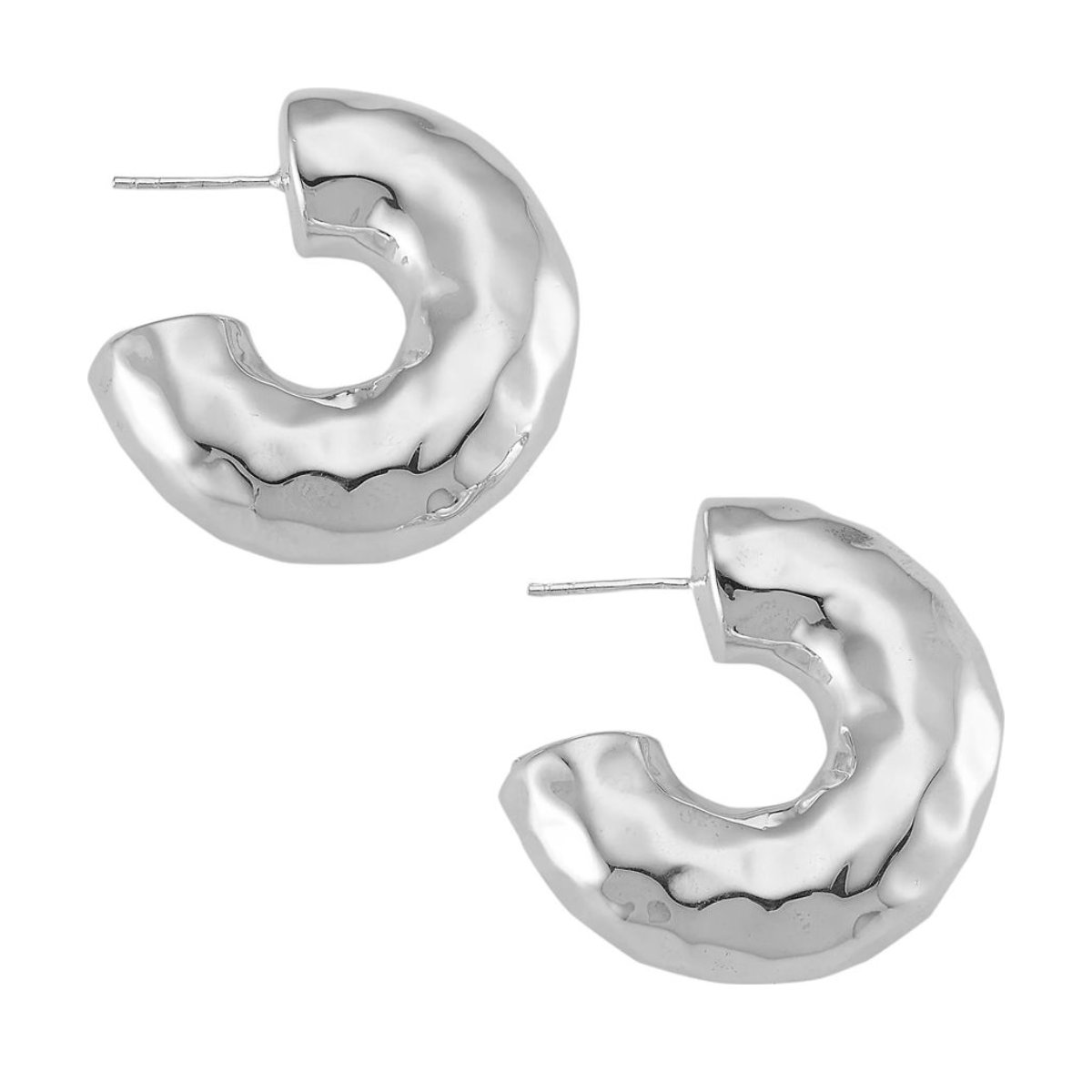 Ippolita Classico Thick Hammered Round Hoop Earrings