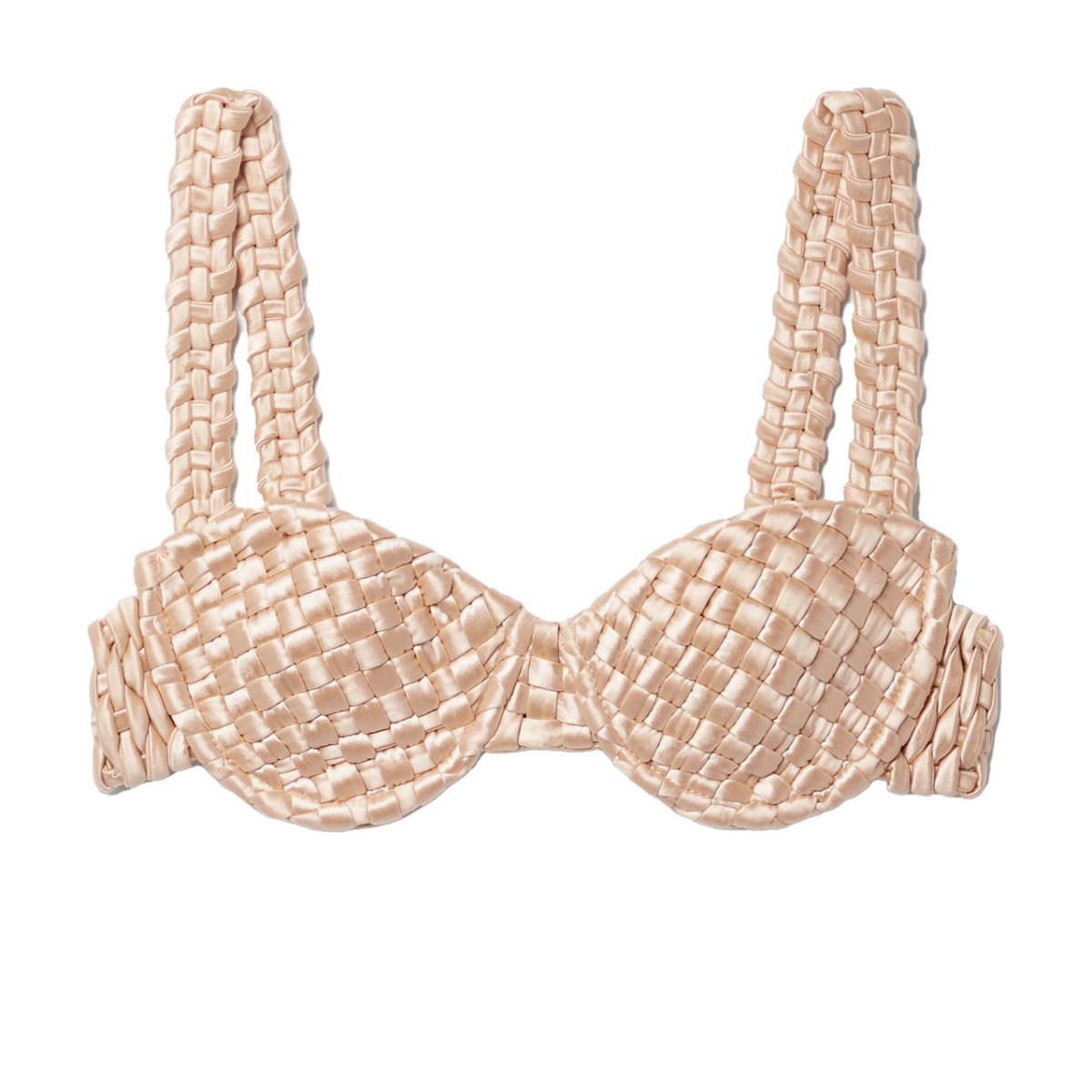 Isa Boulder Woven Metallic Stretch-Satin Underwired Bikini Top
