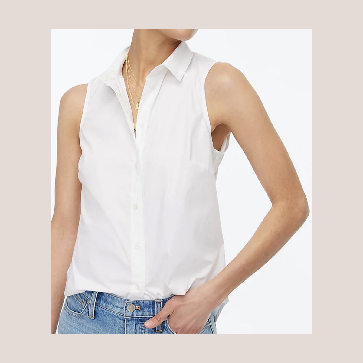 J.Crew Sleeveless Cotton Poplin Shirt