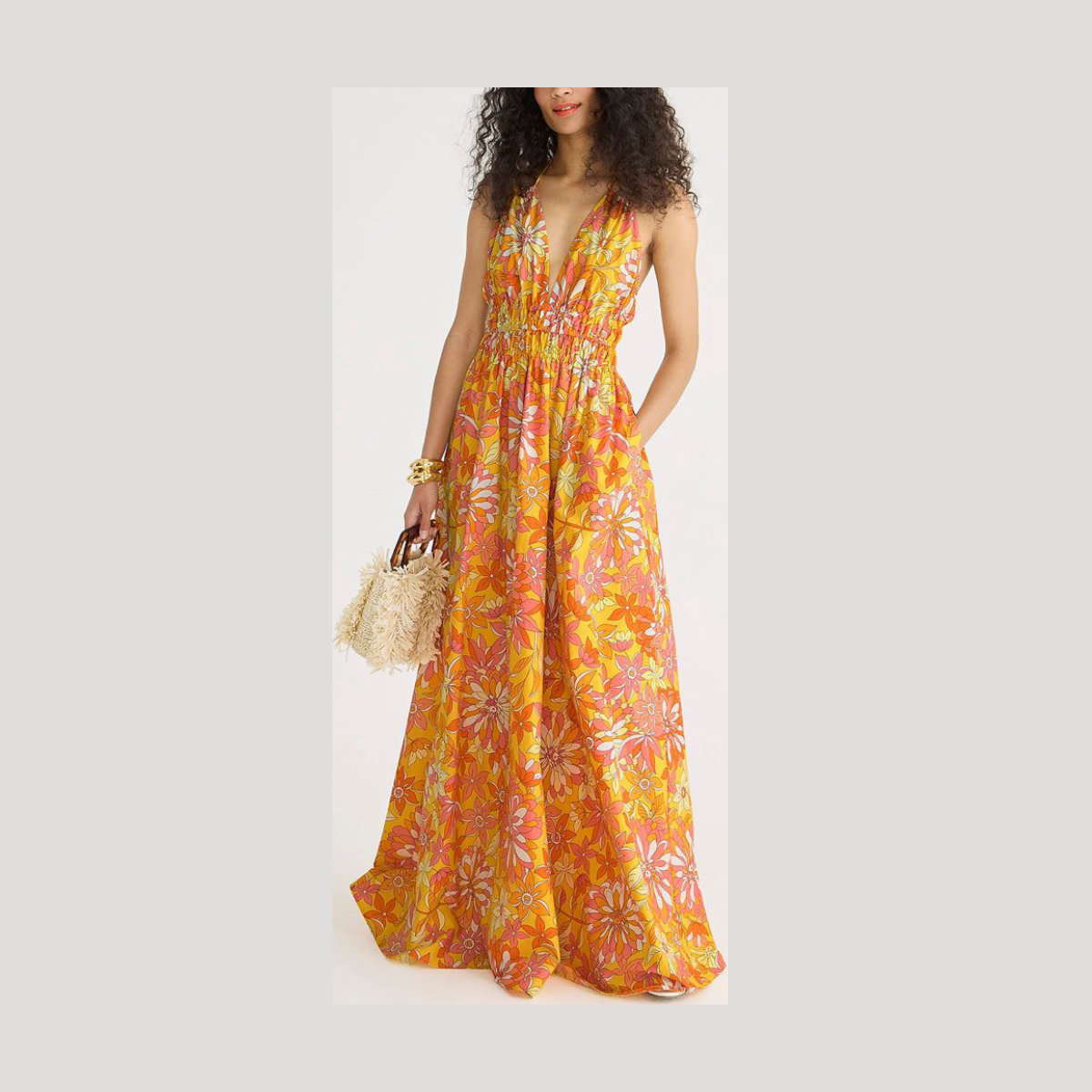 J.Crew V-Neck Double Strap Maxi Dress