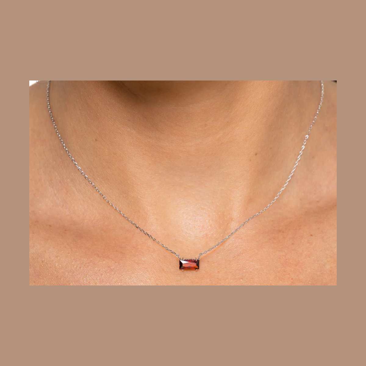 Jaclyn Roxanne Baguette Pendant Necklace