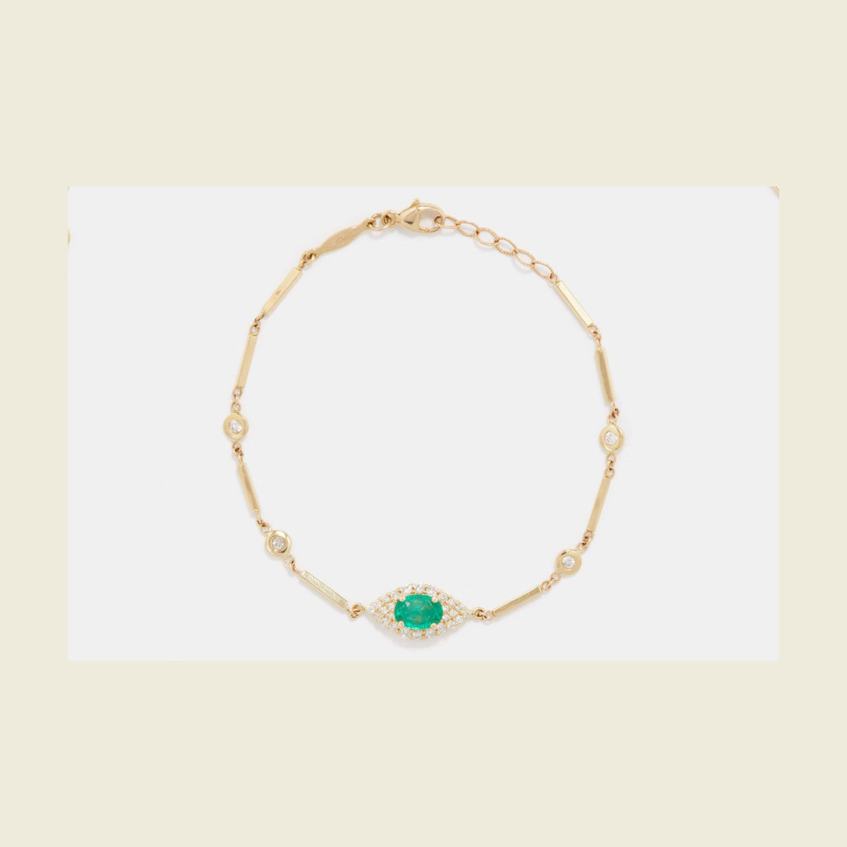 Jacquie Aiche Evil Eye Emerald Diamond & 14kt Gold Bracelet