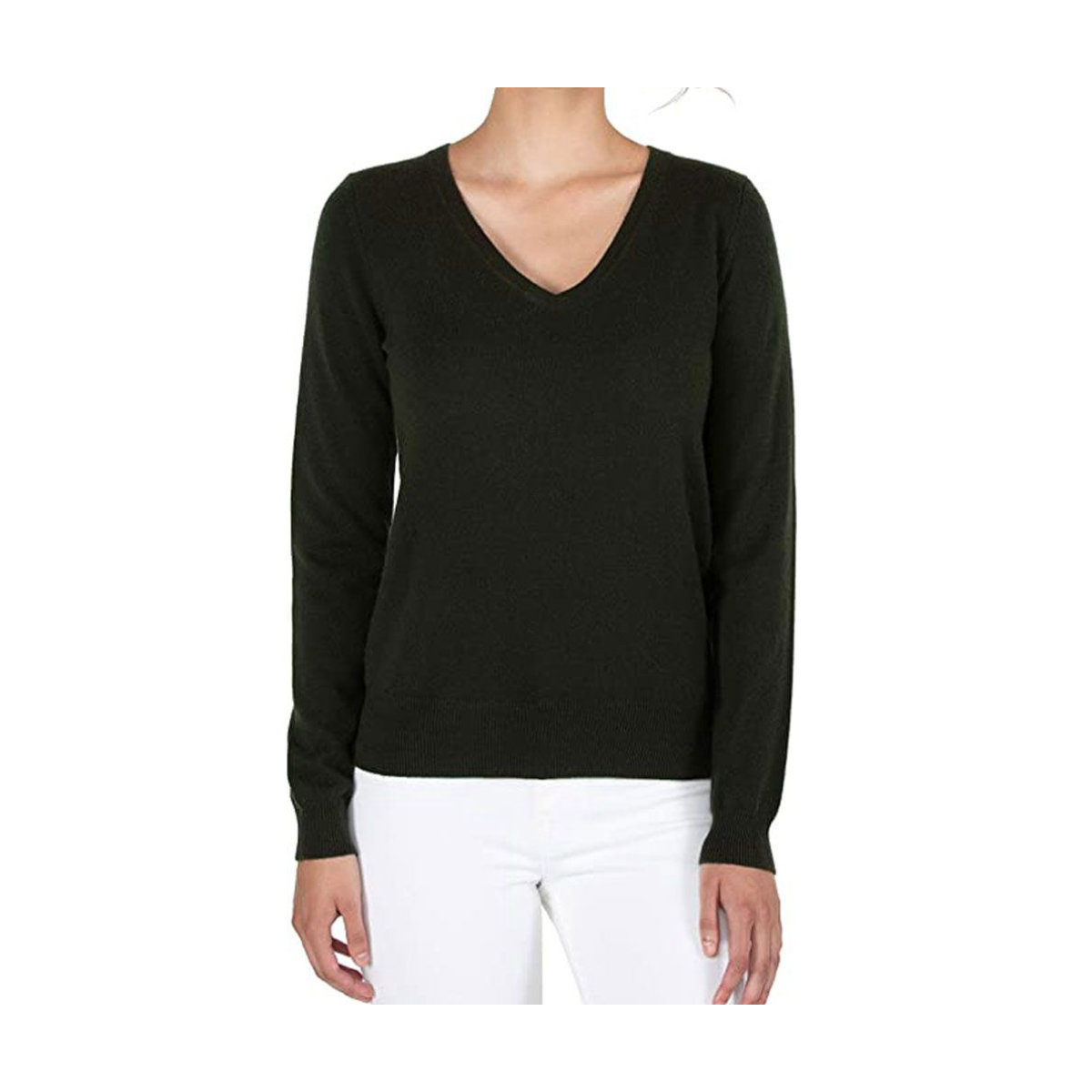 Jennie Liu 100% Cashmere Long Sleeve V Neck Sweater