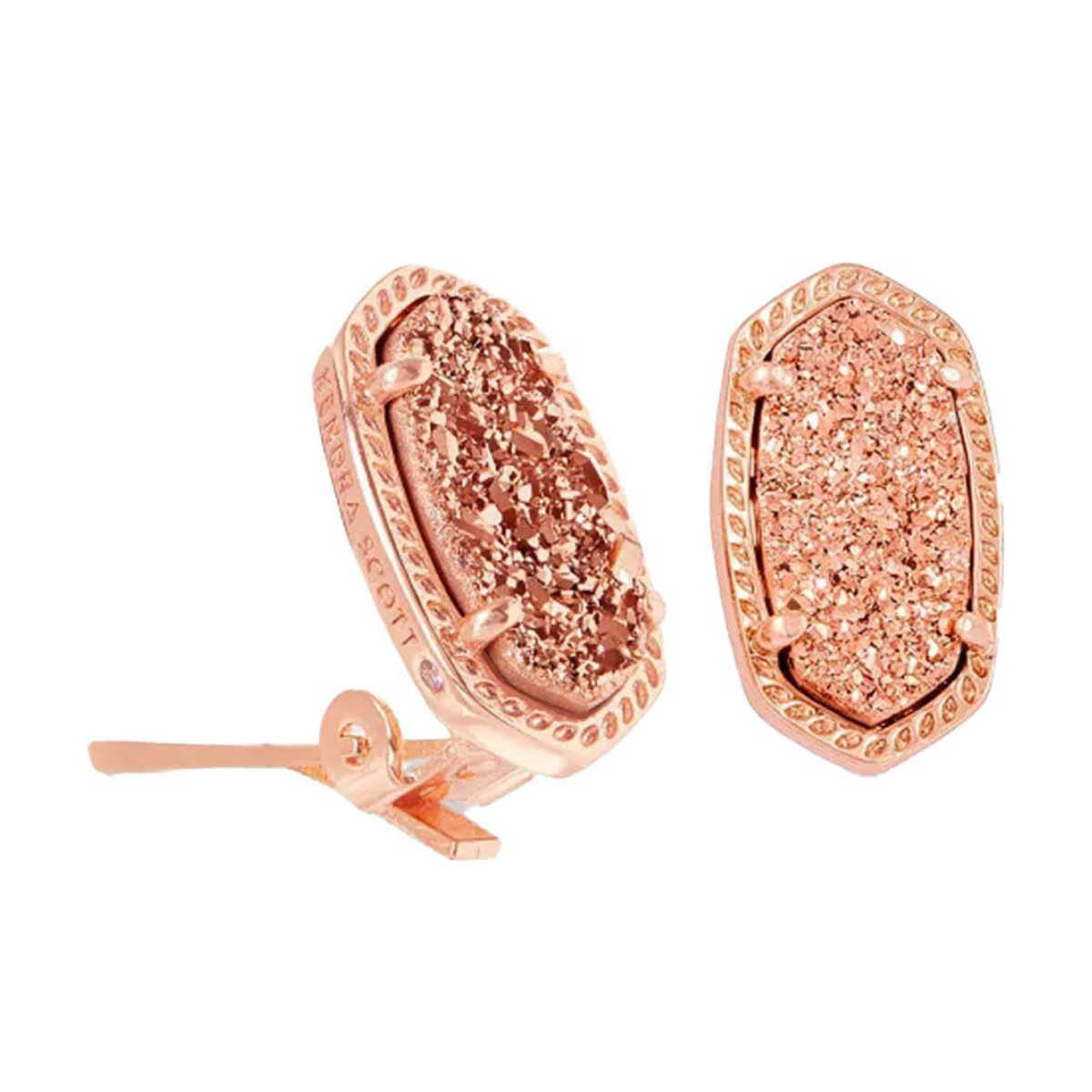 Kendra Scott Ellie Clip On Rose Gold Stud Earrings in Rose Gold Drusy
