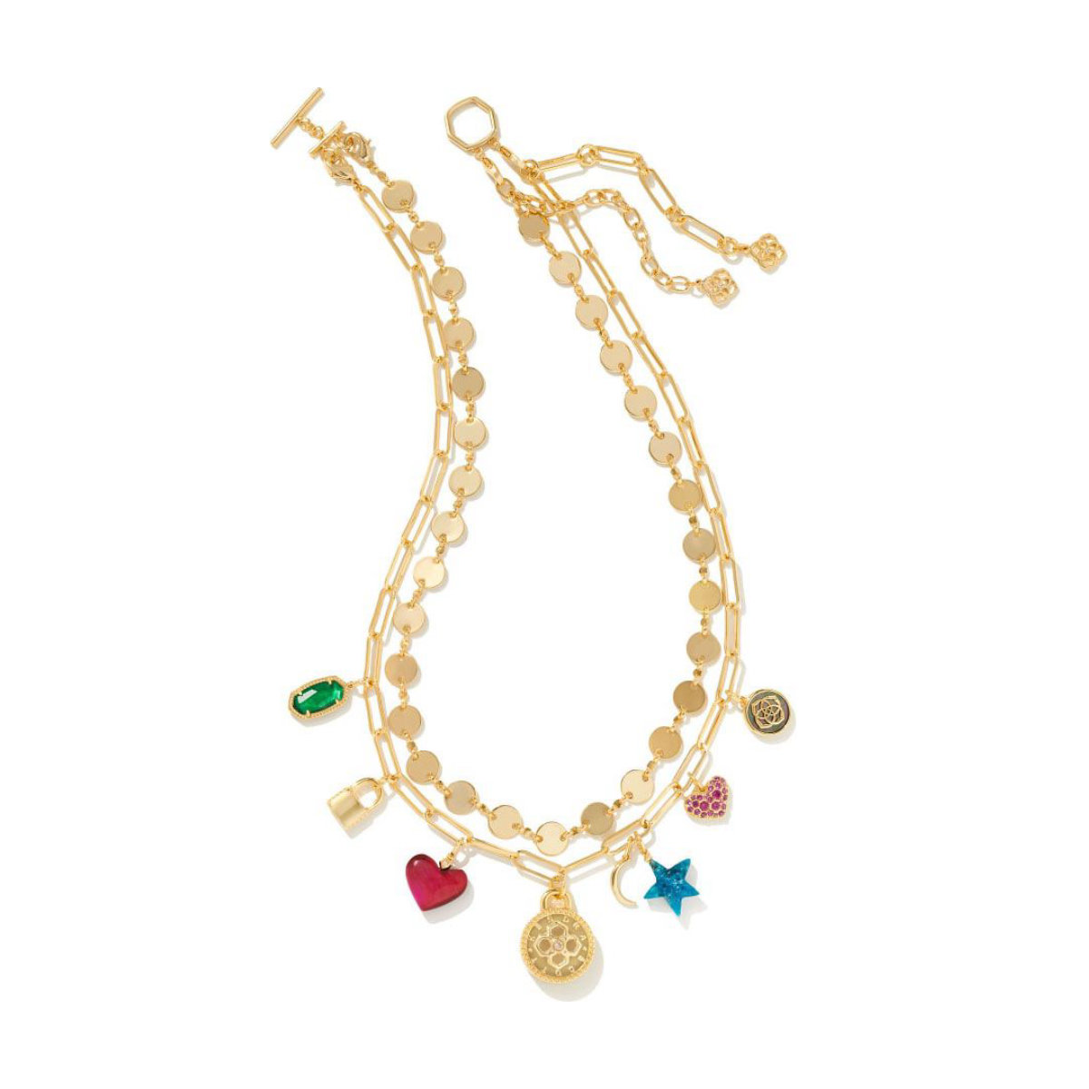 Kendra Scott Frankie Convertible Gold Crystal Charm Necklace in Multi Mix
