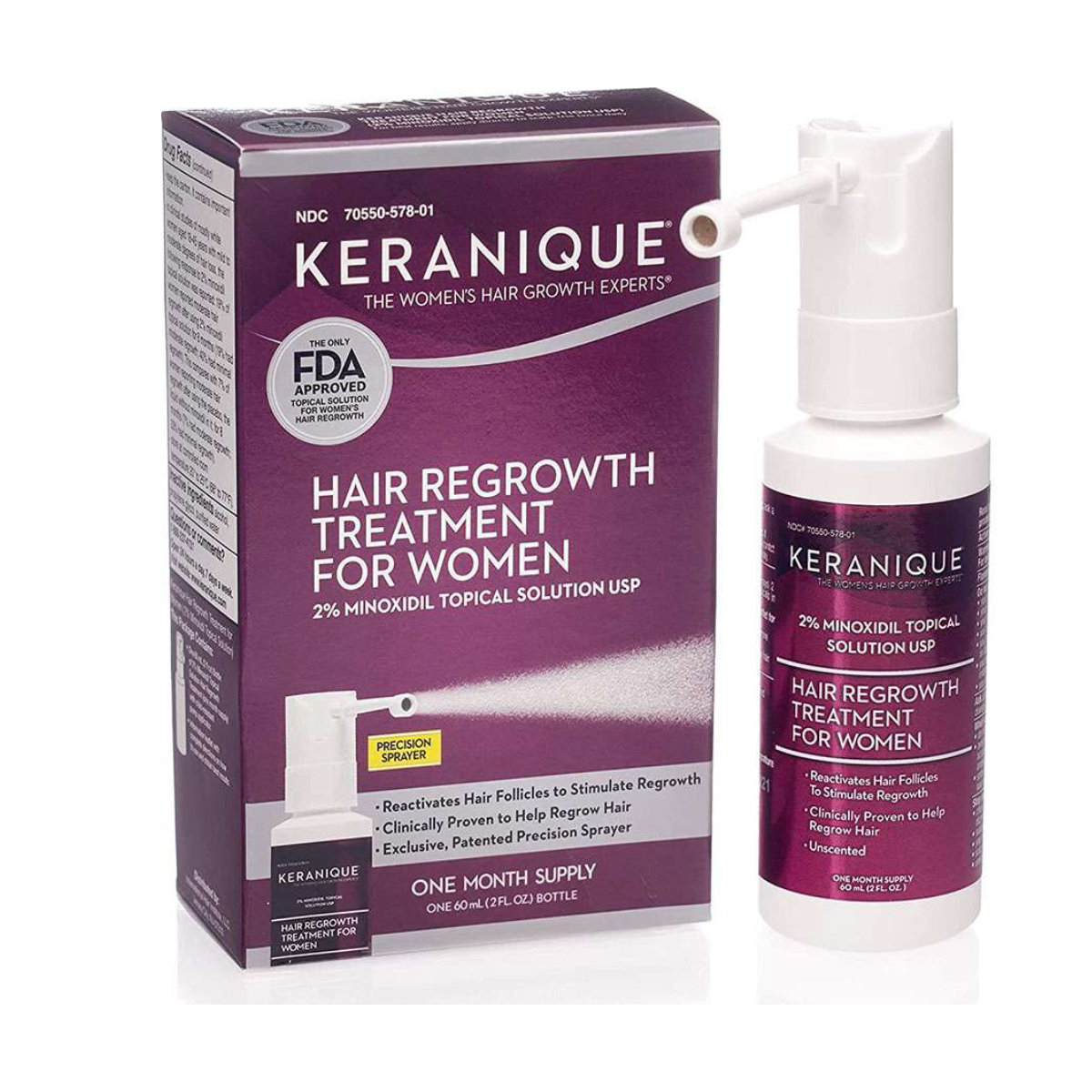 Keranique Hair Regrowth Treatment for Women 2% Minoxidil Topical Solution USP