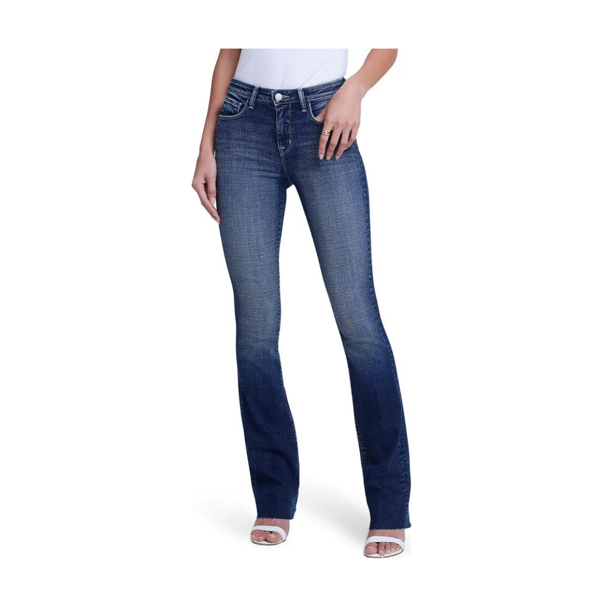 L'AGENCE Ruth High Waist Raw Hem Straight Leg Jeans